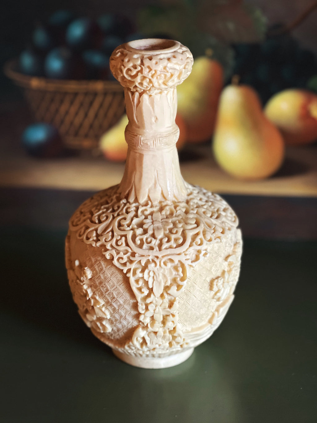 Vintage Carved Resin Vase