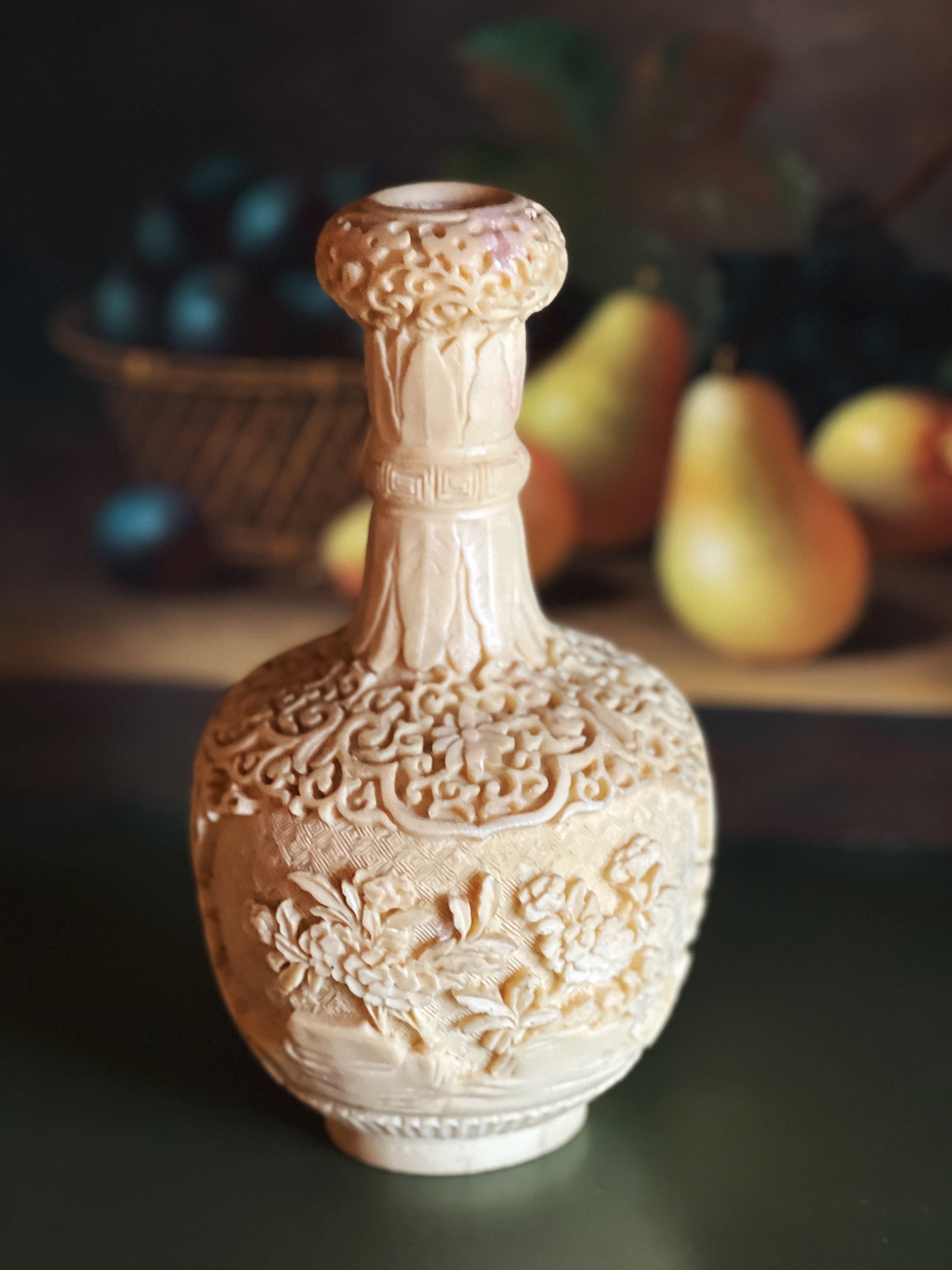 Vintage Carved Resin Vase