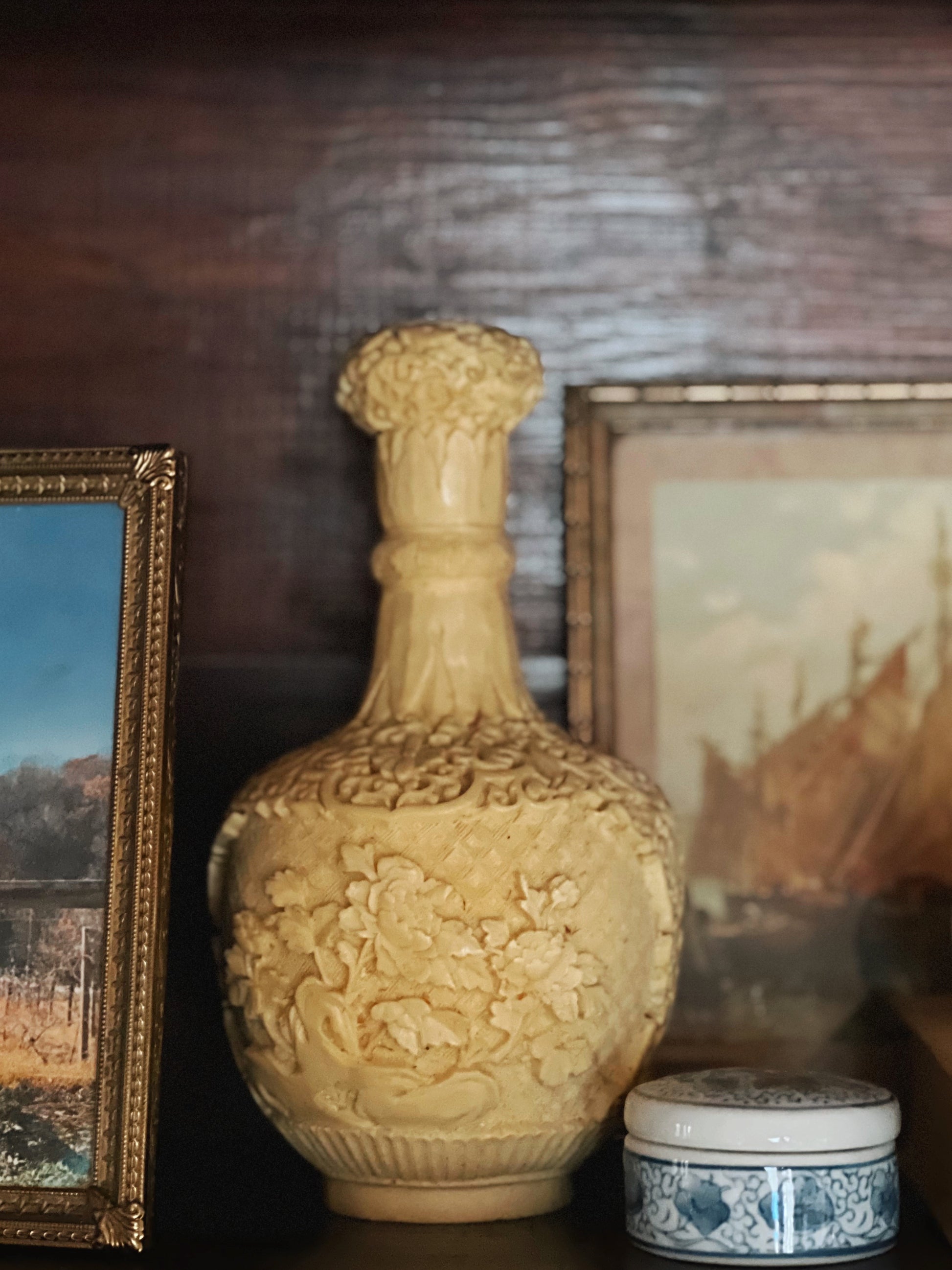Vintage Carved Resin Vase