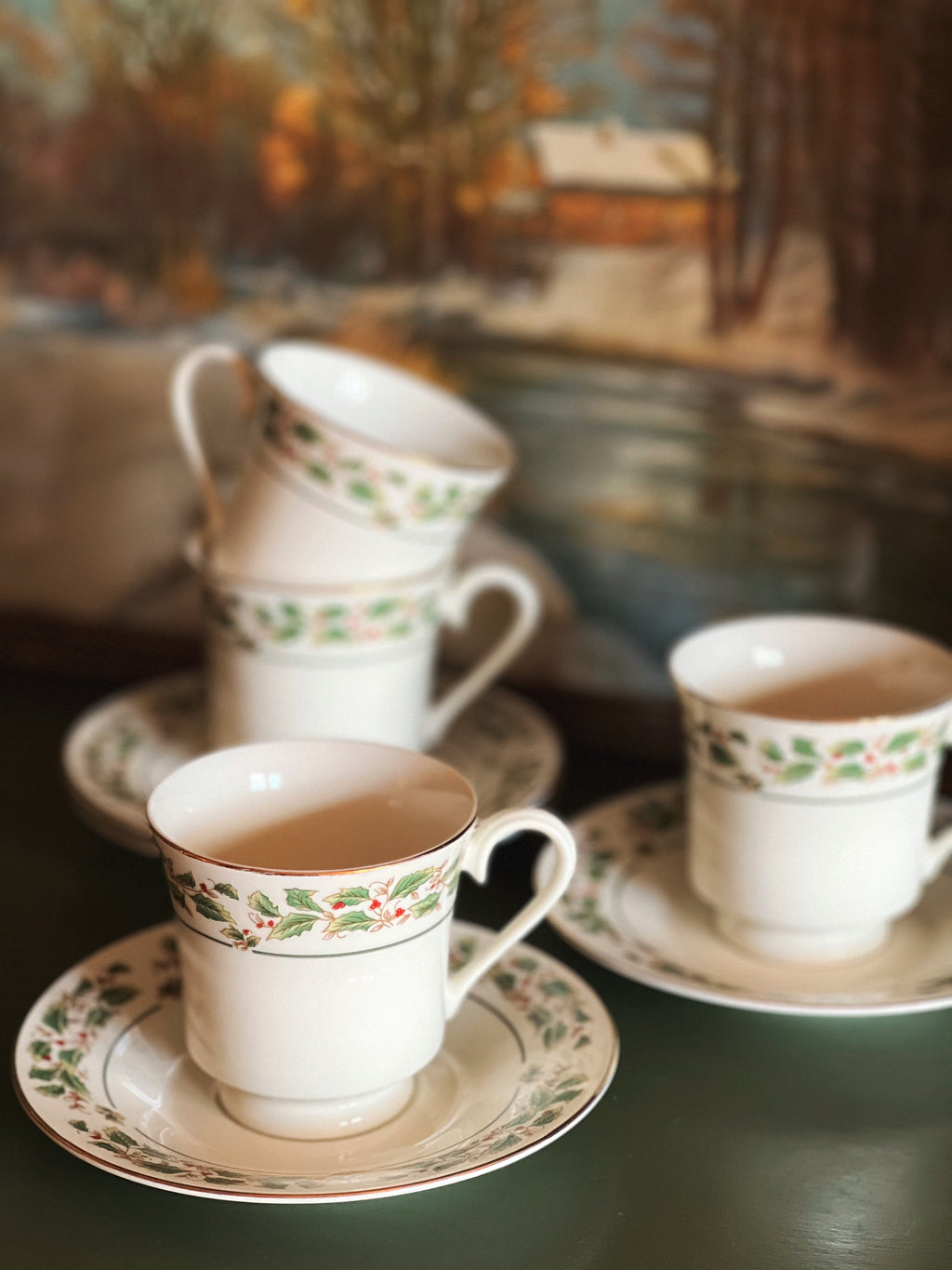 Vintage Holly Traditions Teacup & Saucer Set