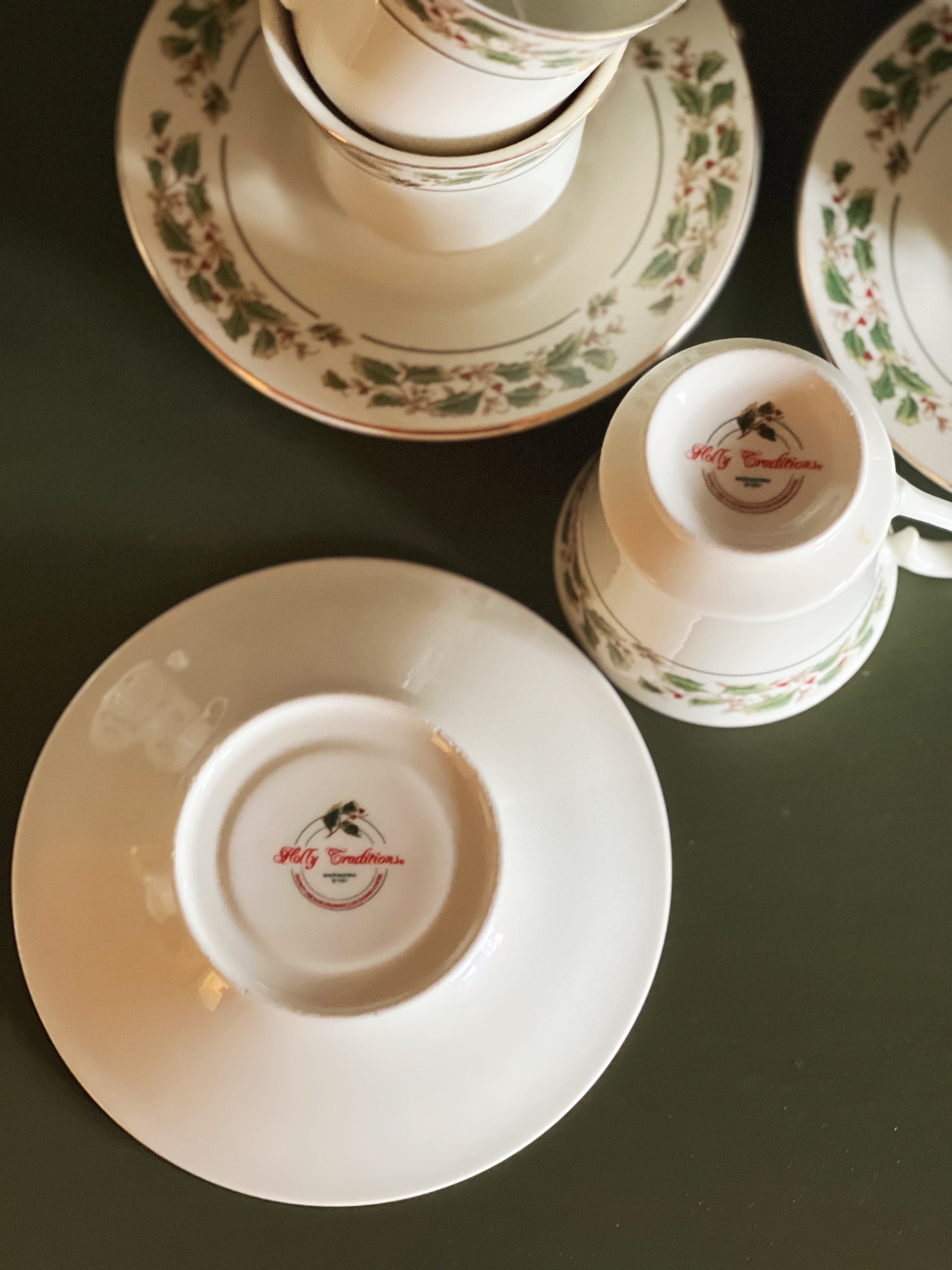Vintage Holly Traditions Teacup & Saucer Set