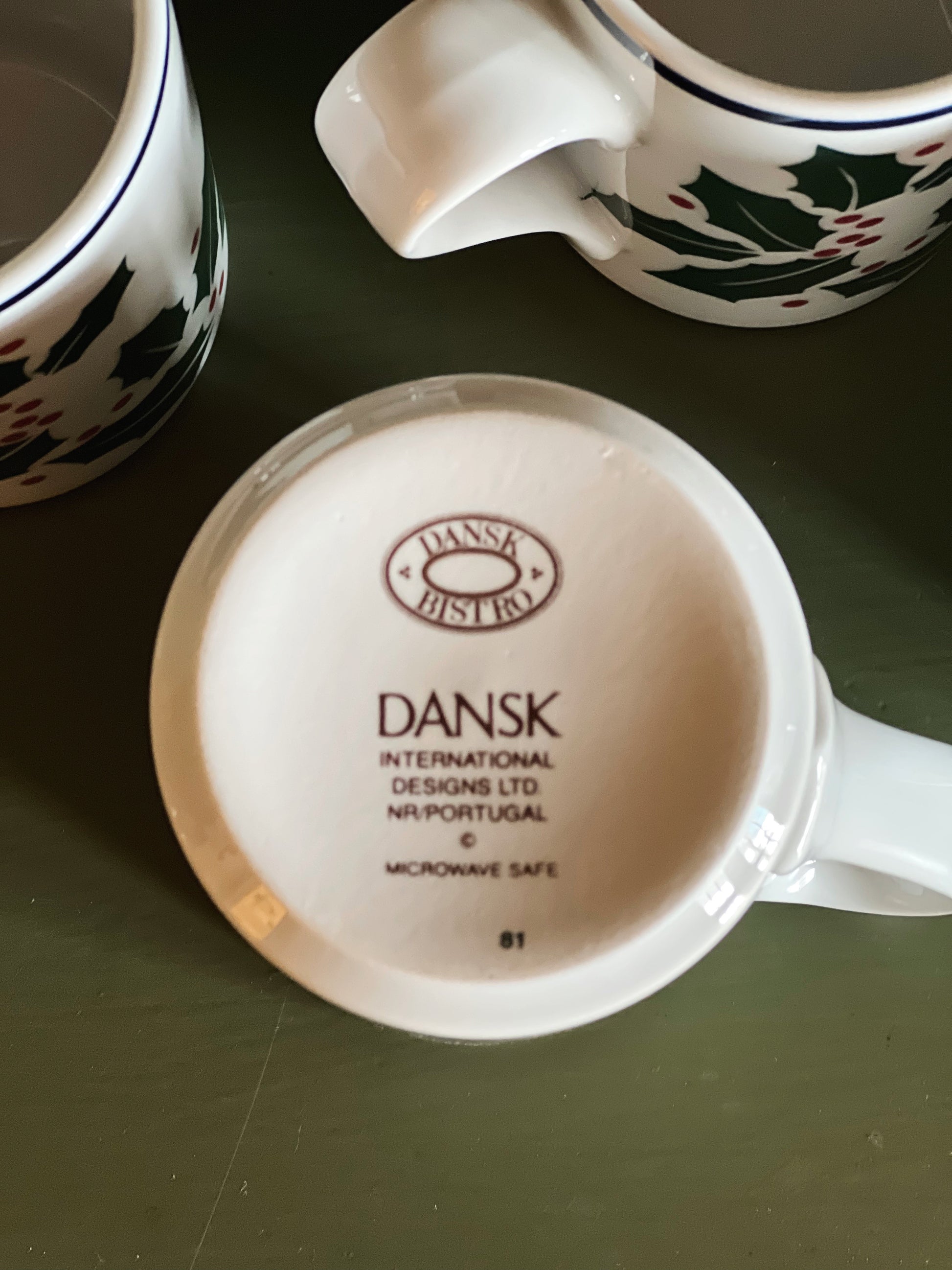 Vintage Dansk Bistro Christmas Holly Mug
