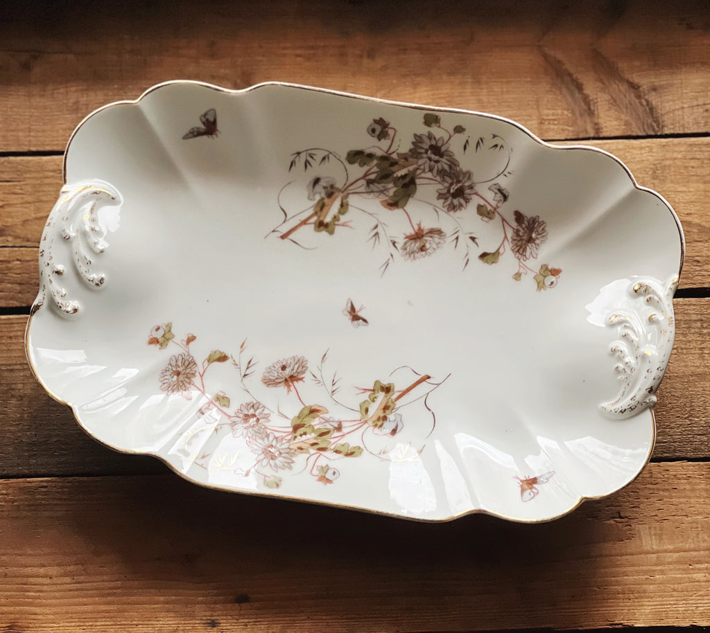 Large Antique Rectangular Floral Serving Platter