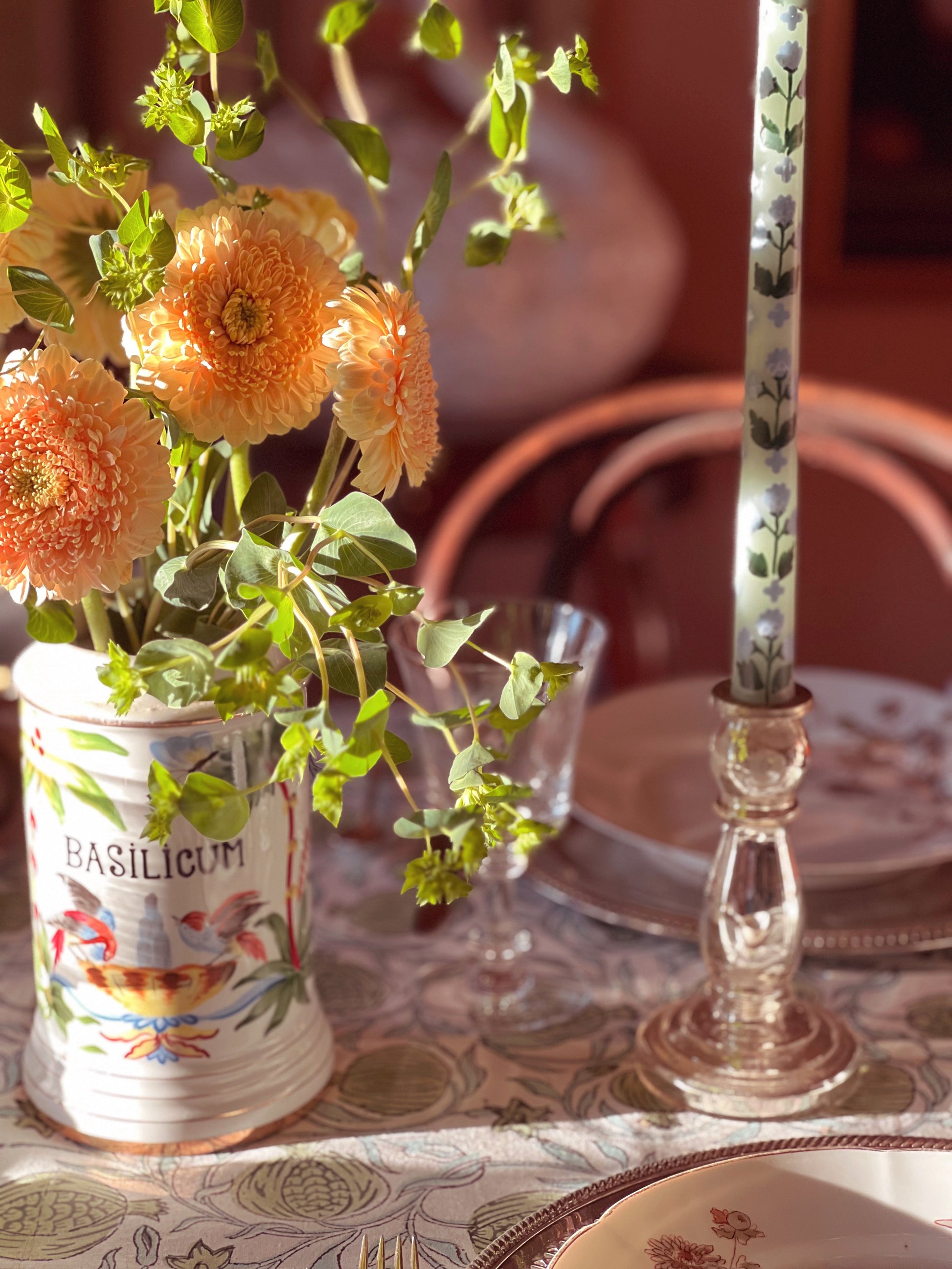 Pair of Vintage Silver Glass Candle Holders