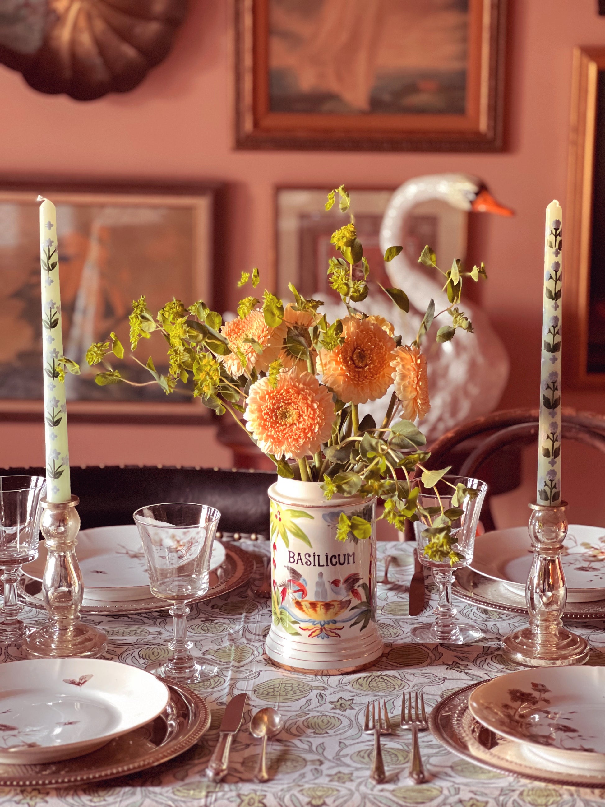 Pair of Vintage Silver Glass Candle Holders