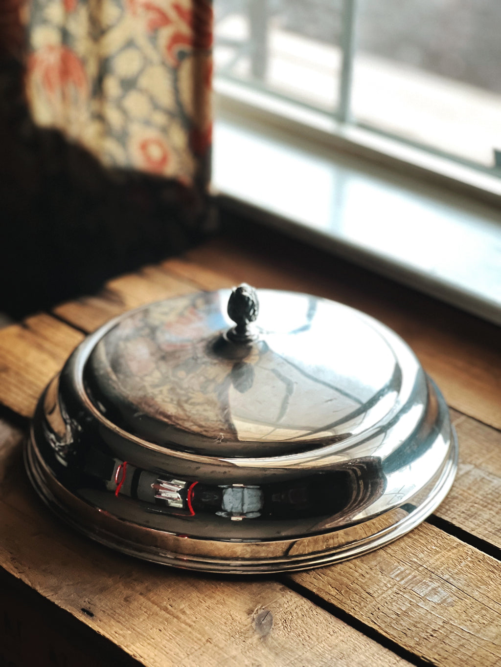 Vintage Silver Food Lid with Finial