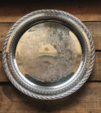 Vintage Wm Rogers & Son Spring Flower Round Silver Serving Tray