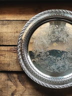 Vintage Wm Rogers & Son Spring Flower Round Silver Serving Tray