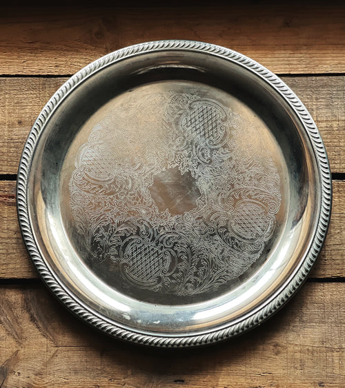 Vintage International Silver Round Serving Tray