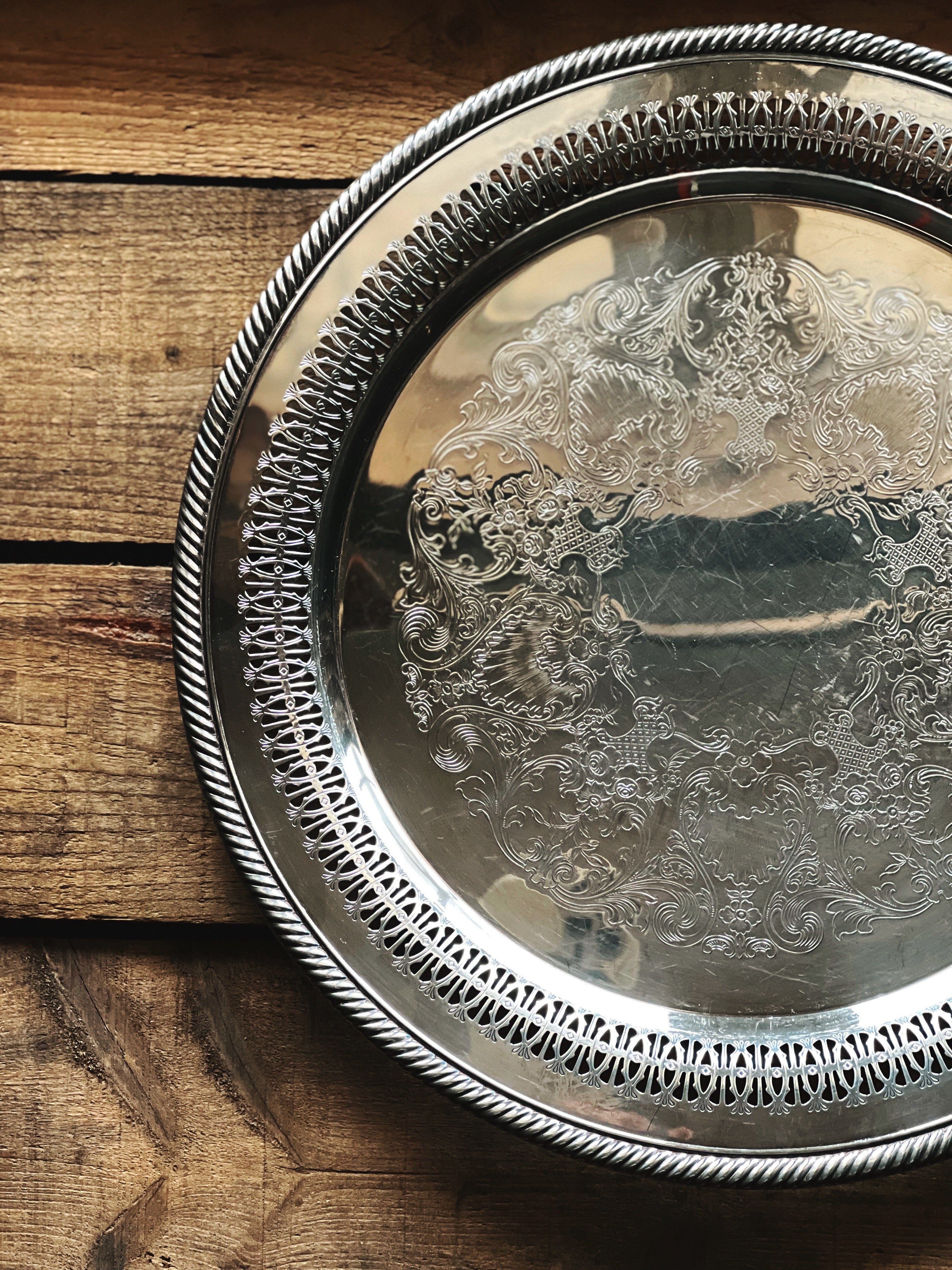 Vintage Wm Rogers 170 Round Silver Serving Tray