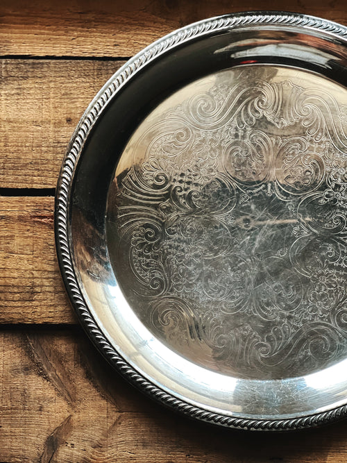 Vintage FB Rogers Round Silver Serving Tray