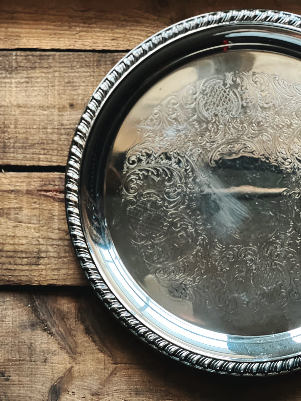 Vintage Leonard Silver Round Serving Tray