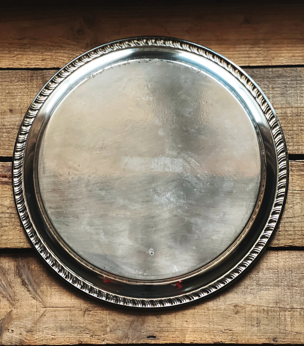Vintage Leonard Silver Round Serving Tray