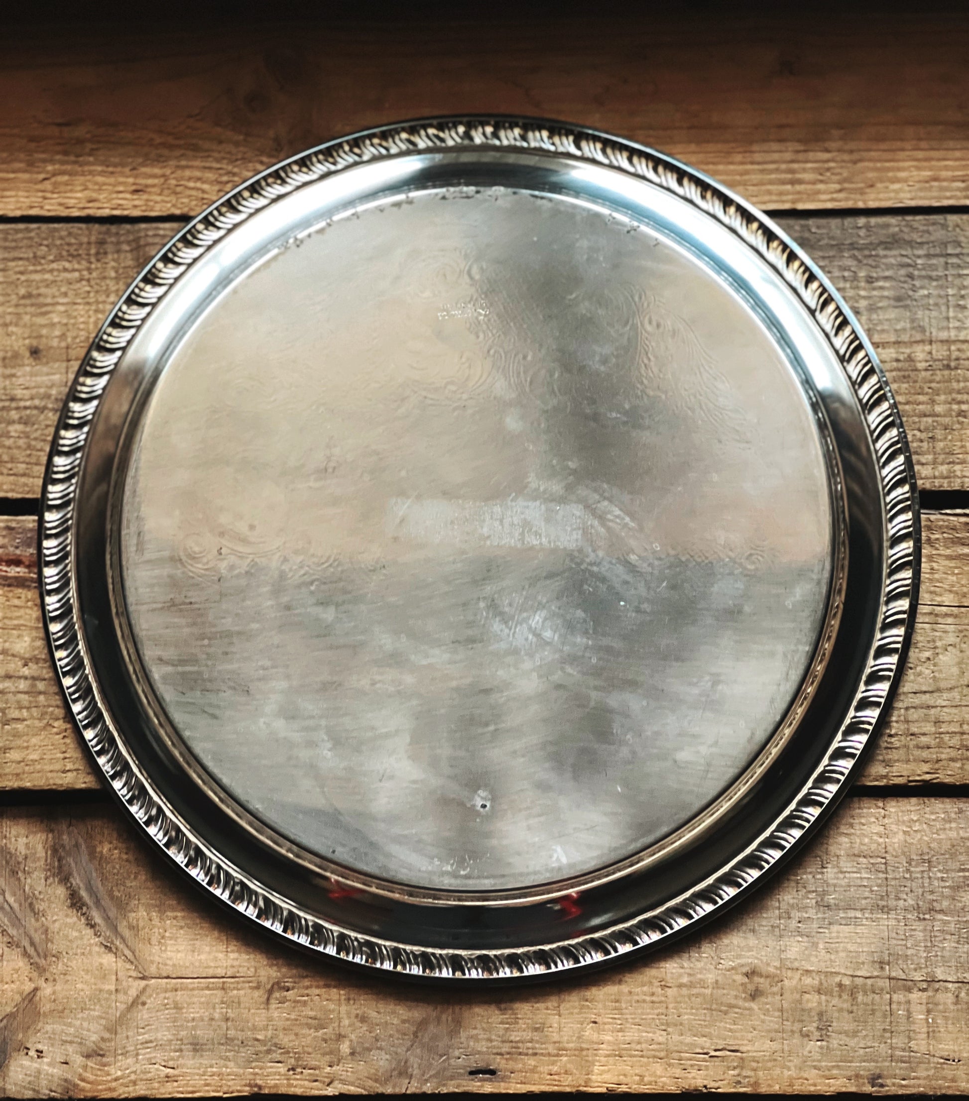Vintage Leonard Silver Round Serving Tray