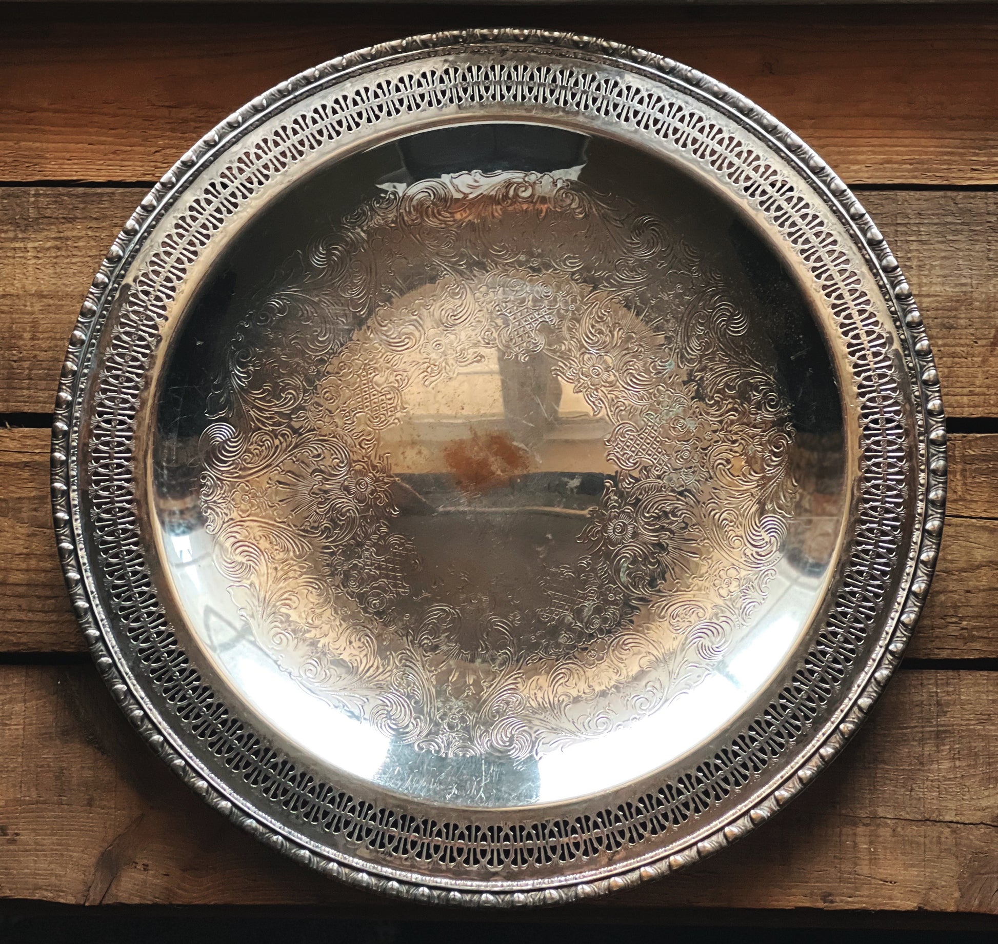 Vintage Rogers & Bro Round Silver Serving Bowl