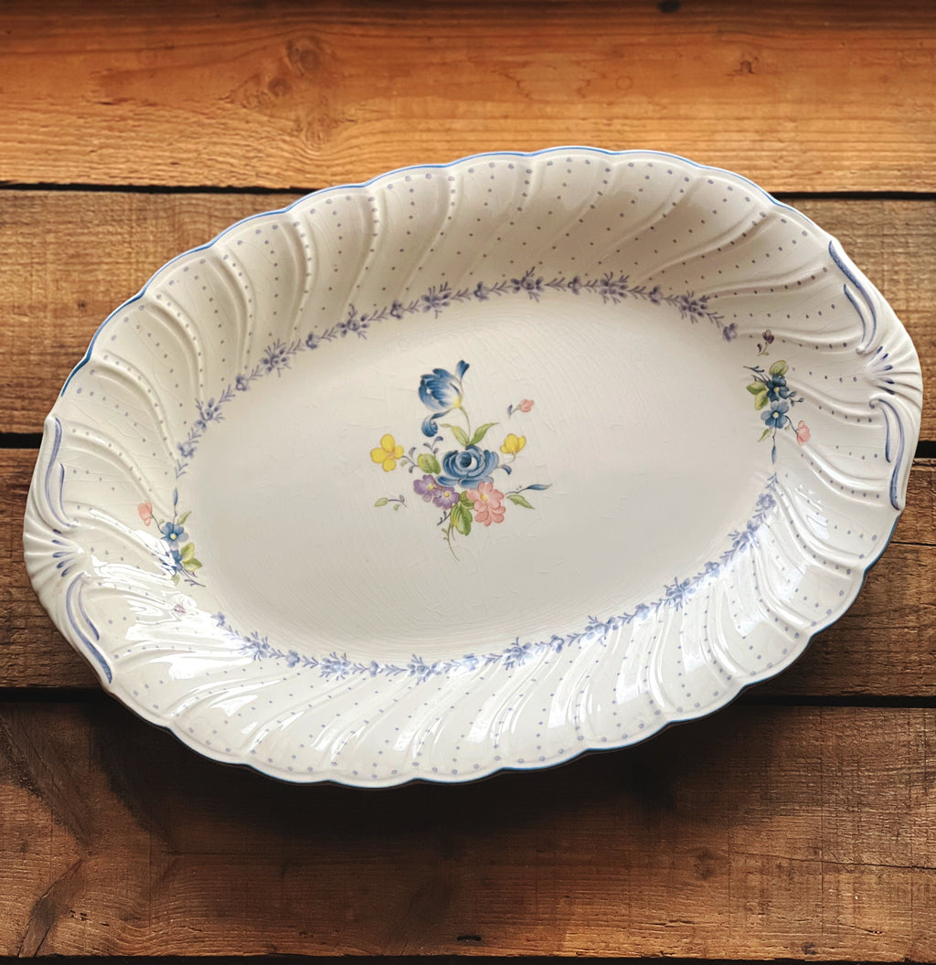 Vintage Nikko Blue Peony Oval Serving Platter