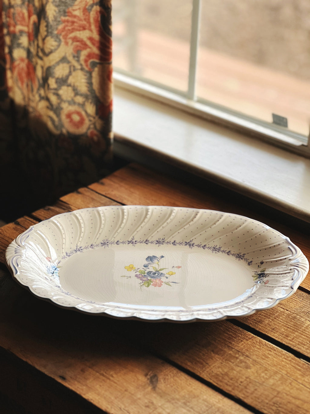 Vintage Nikko Blue Peony Oval Serving Platter
