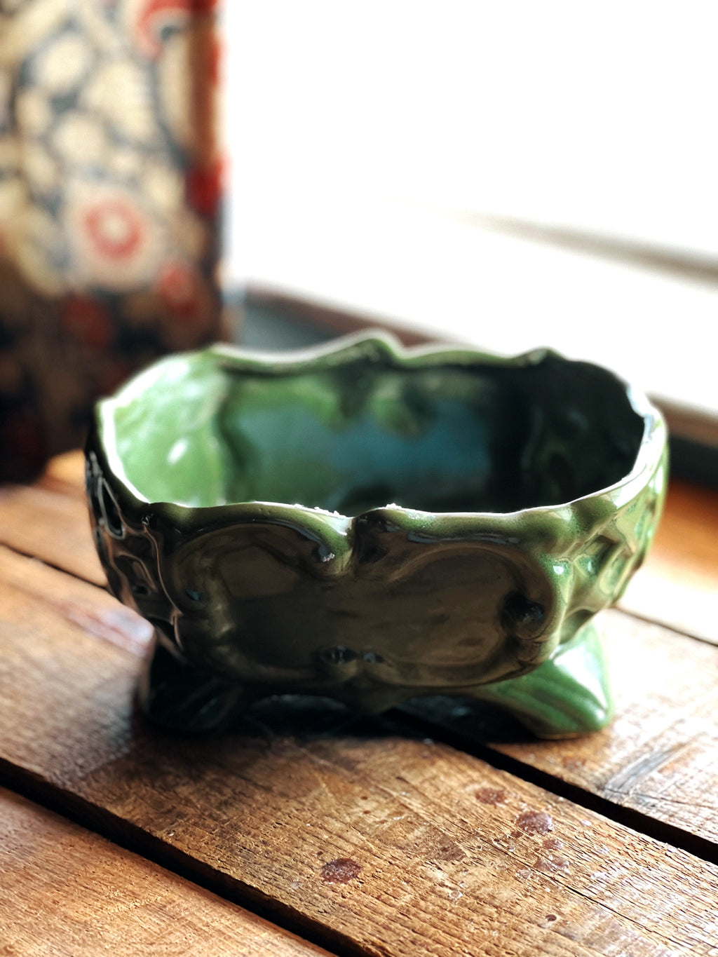 Vintage Green Ceramic Planter