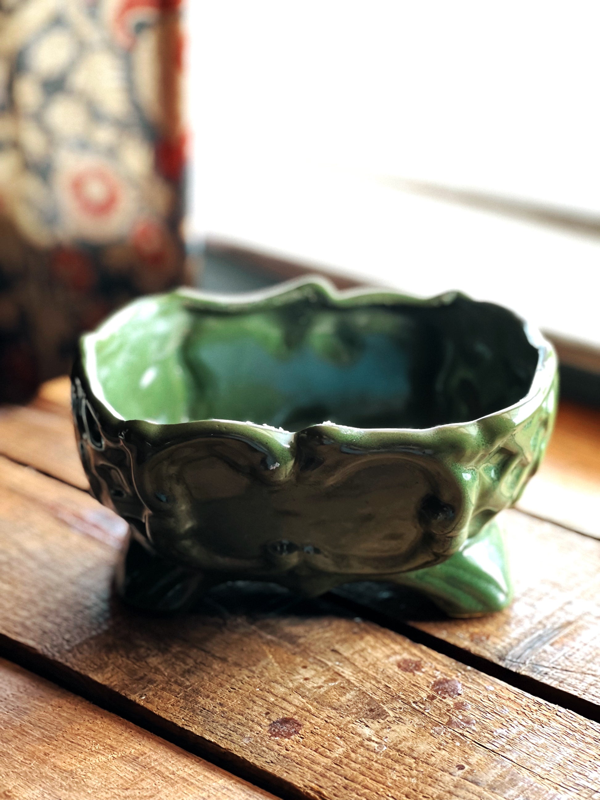 Vintage Green Ceramic Planter