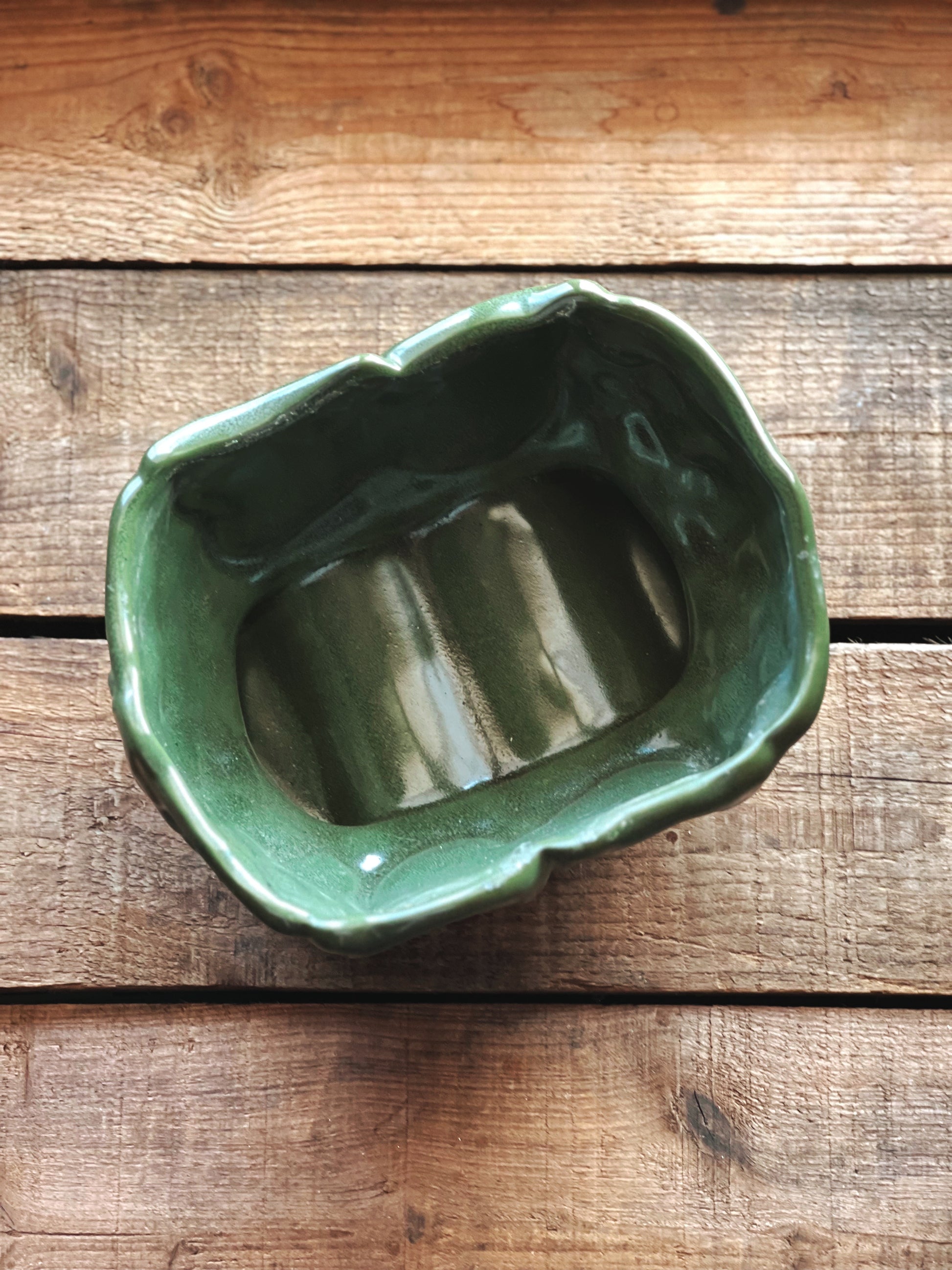 Vintage Green Ceramic Planter