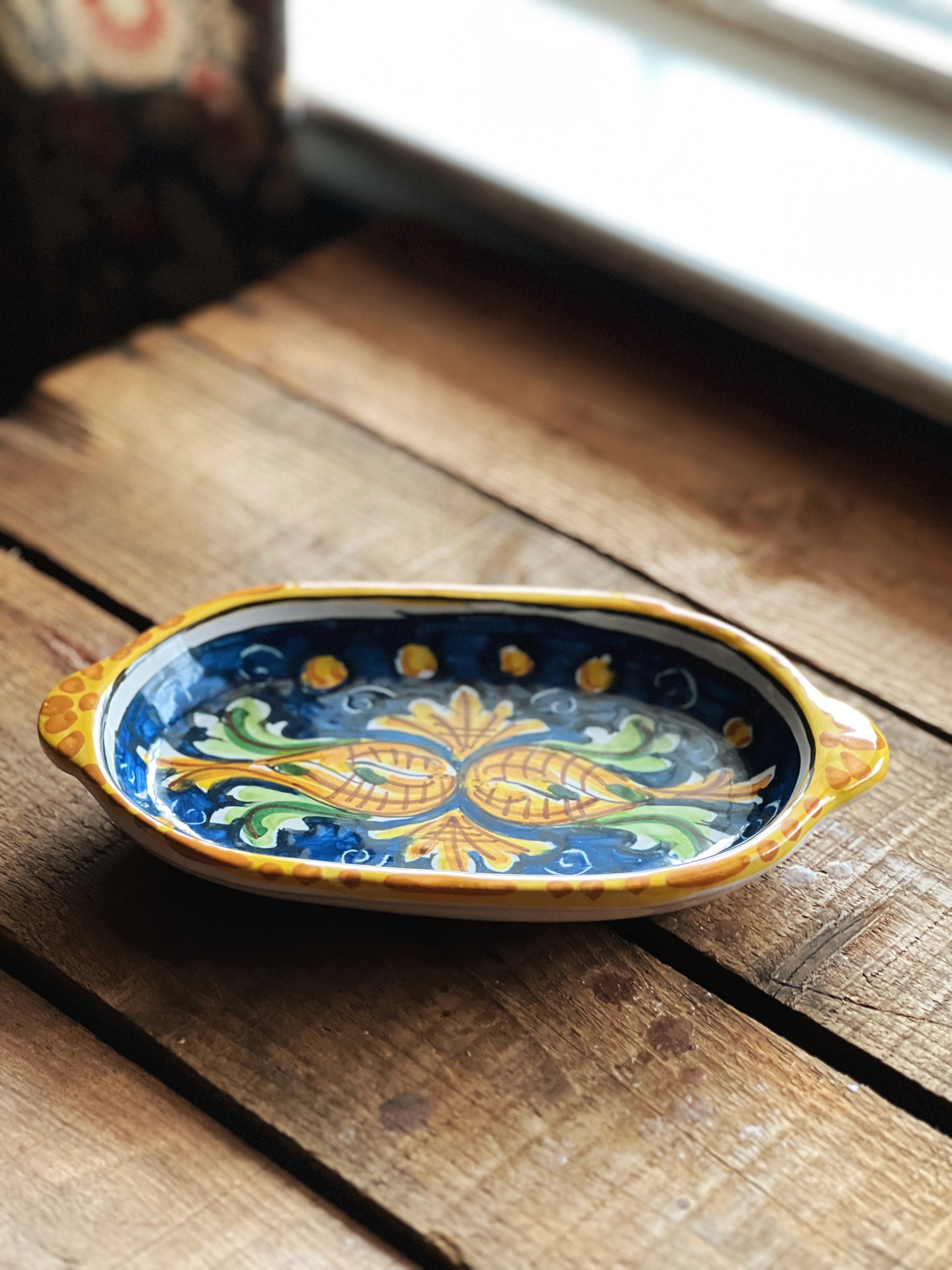 Hand Painted Vintage Ceramic Tray / Platter Made in Italy