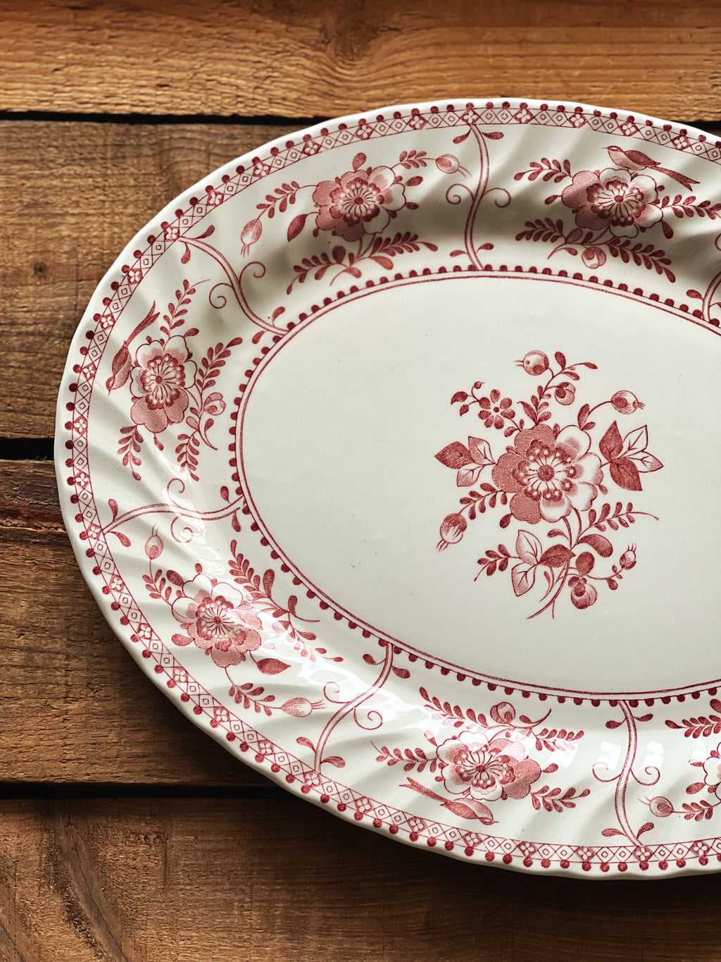 Vintage Johnson Brothers Indies Pink Oval Serving Platter
