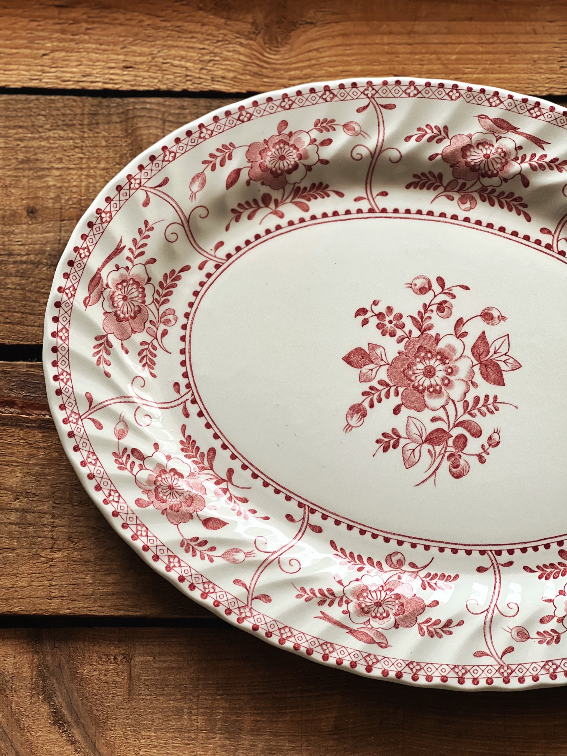 Vintage Johnson Brothers Indies Pink Oval Serving Platter