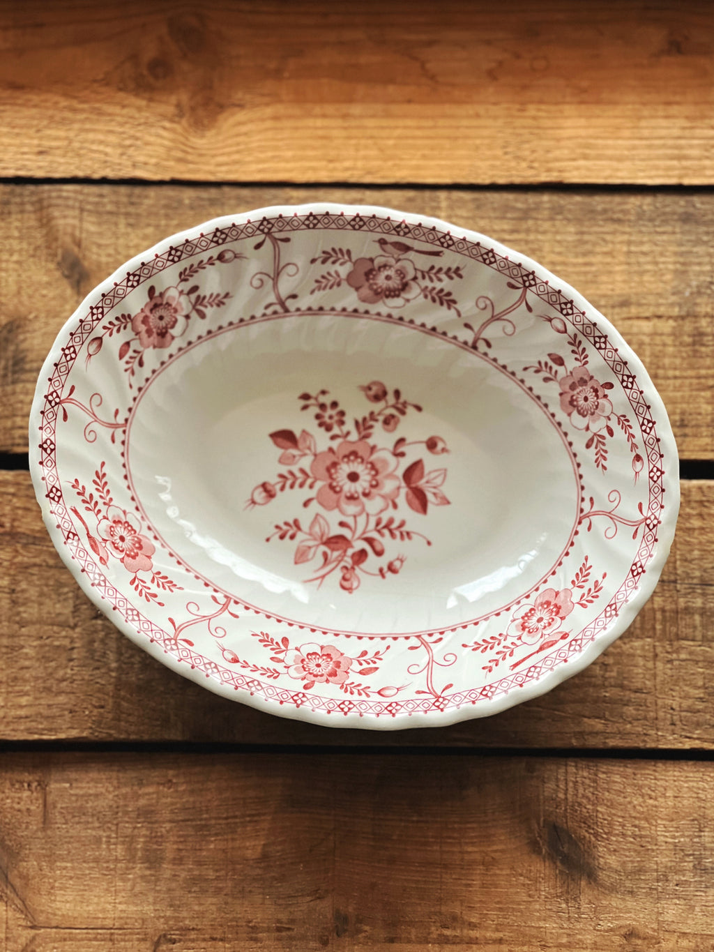 Vintage Johnson Brothers Indies Pink Oval Vegetable Bowl