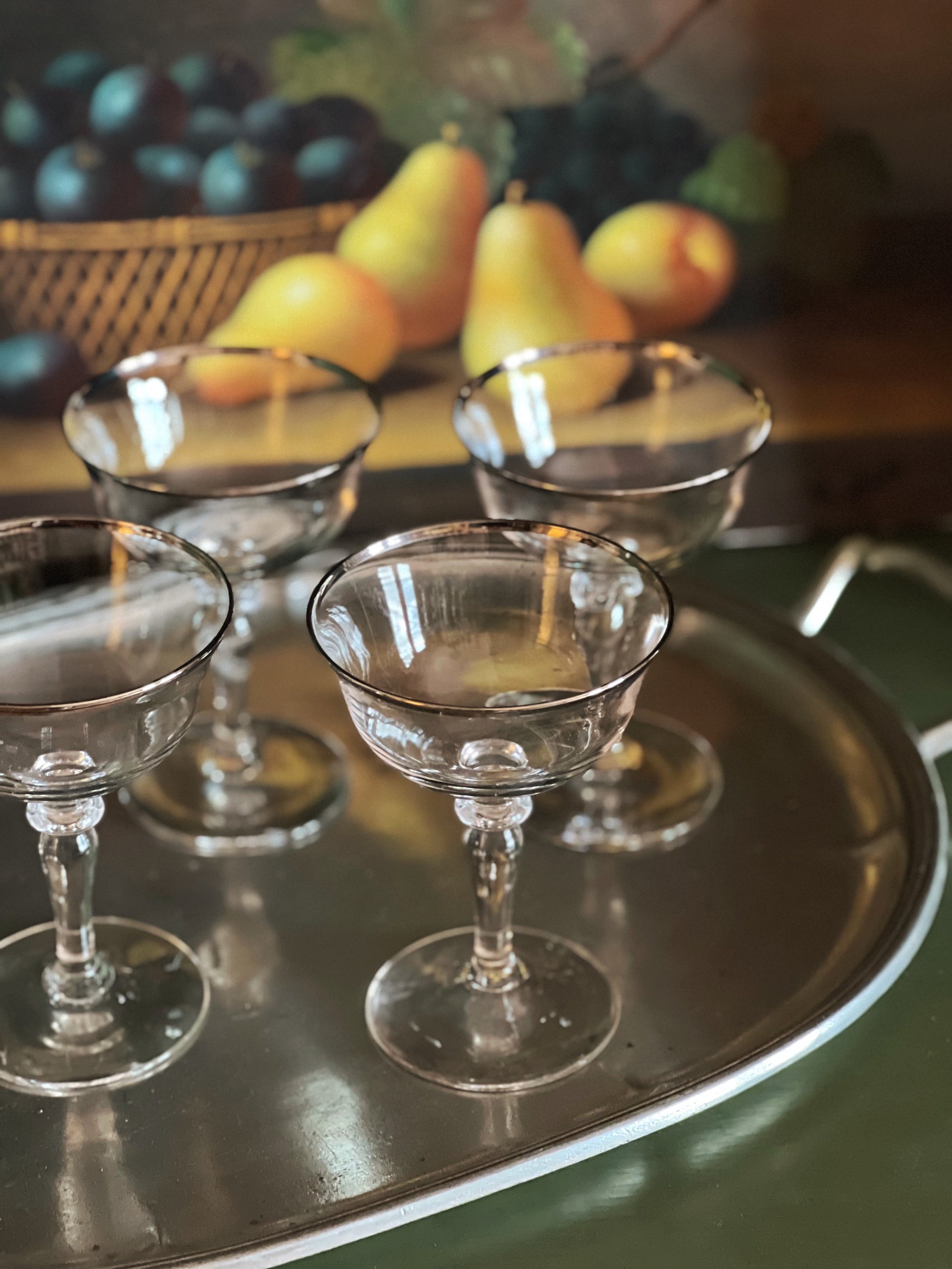 Vintage Crystal Silver Rim Champagne Coupe