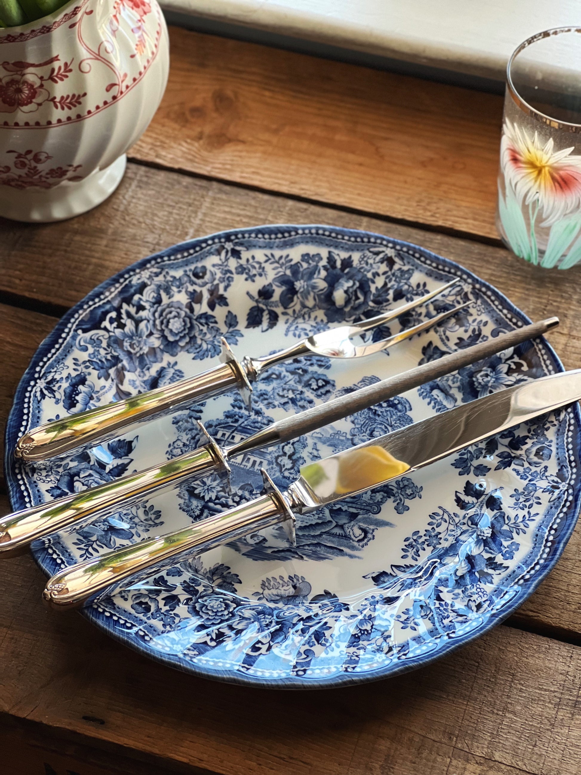 Vintage Oneida Prestige Silver Longchamp Chaumont 3pc Carving Set