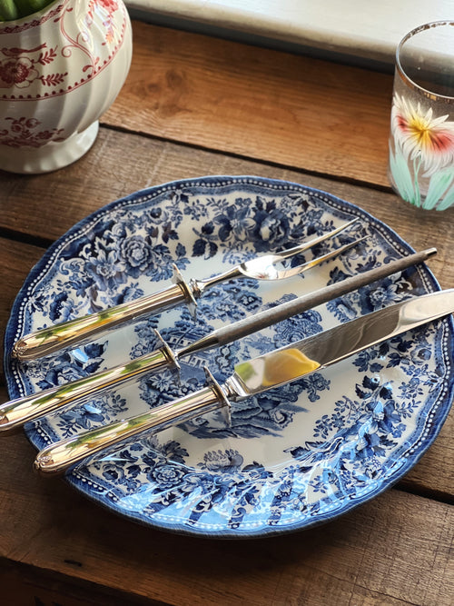 Vintage Oneida Prestige Silver Longchamp Chaumont 3pc Carving Set