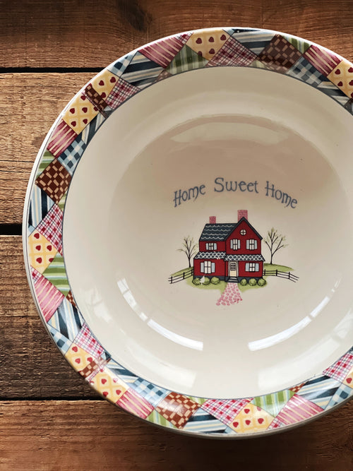 Vintage Round Stoneware Serving Bowl Home Sweet Home