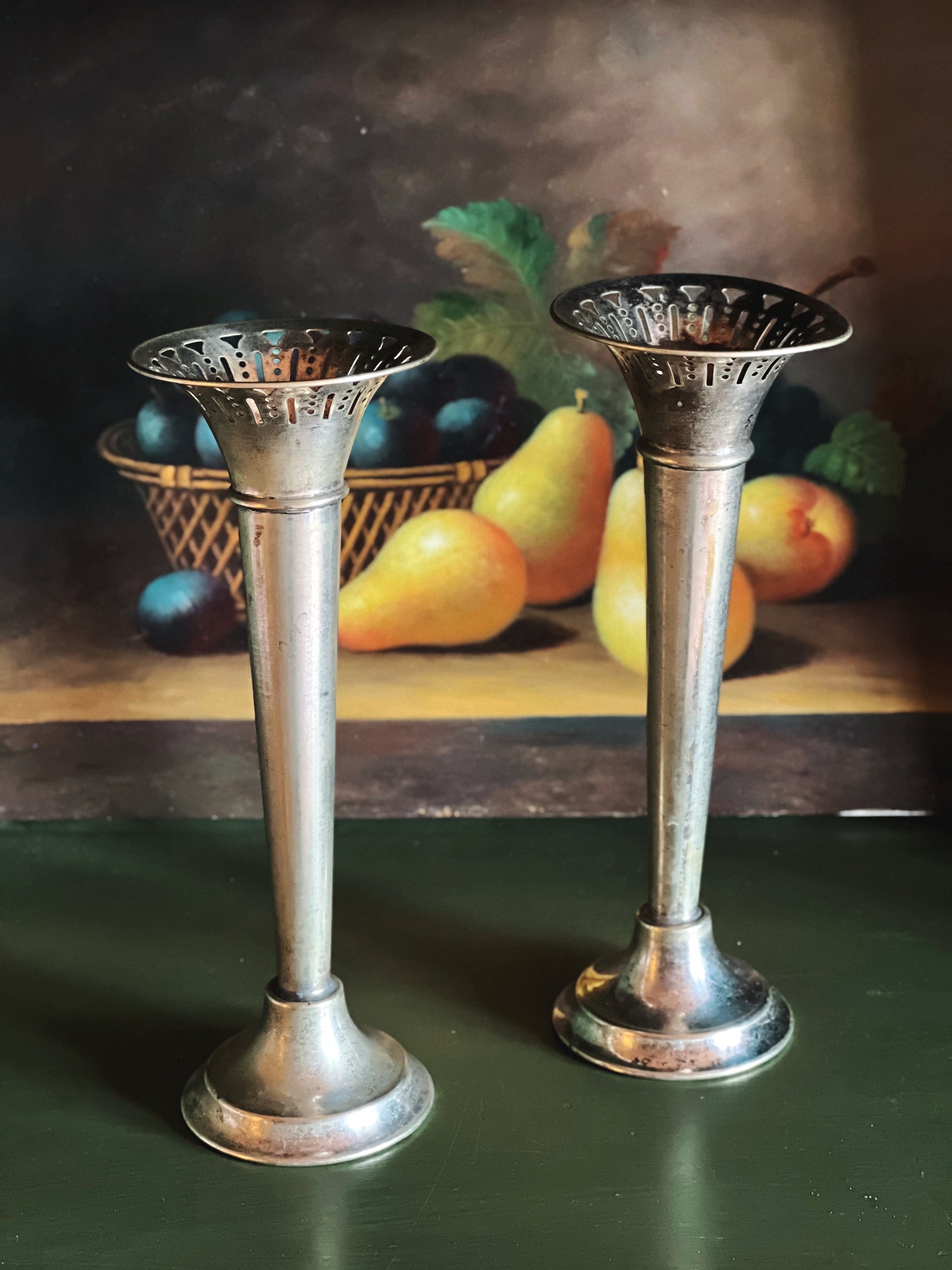 Vintage Pair of Reg Plato England EPNS Weighted Taper Candle Holders