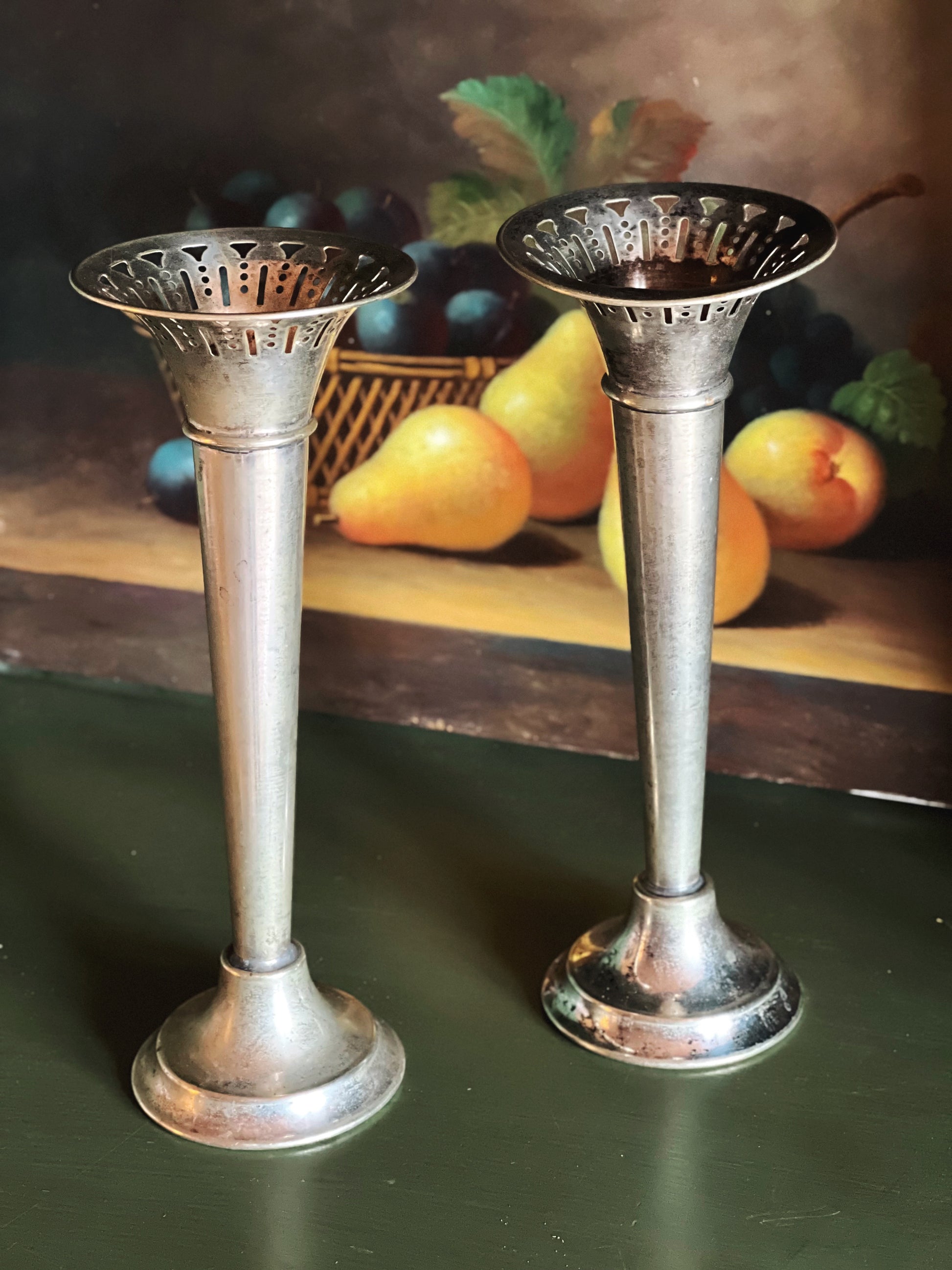 Vintage Pair of Reg Plato England EPNS Weighted Taper Candle Holders