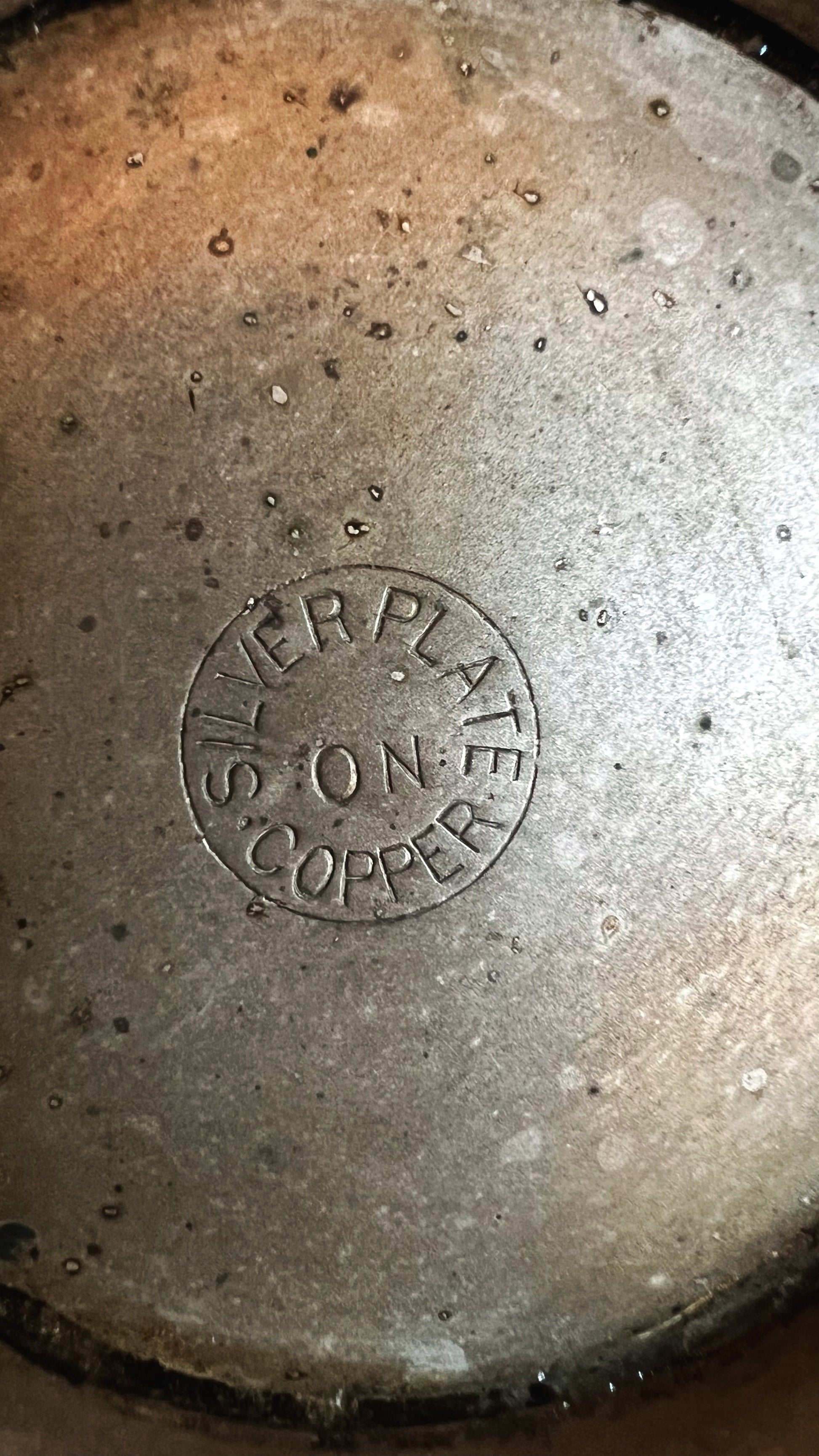 Vintage Silverplate on Copper Round Silver Serving Bowl with Lid