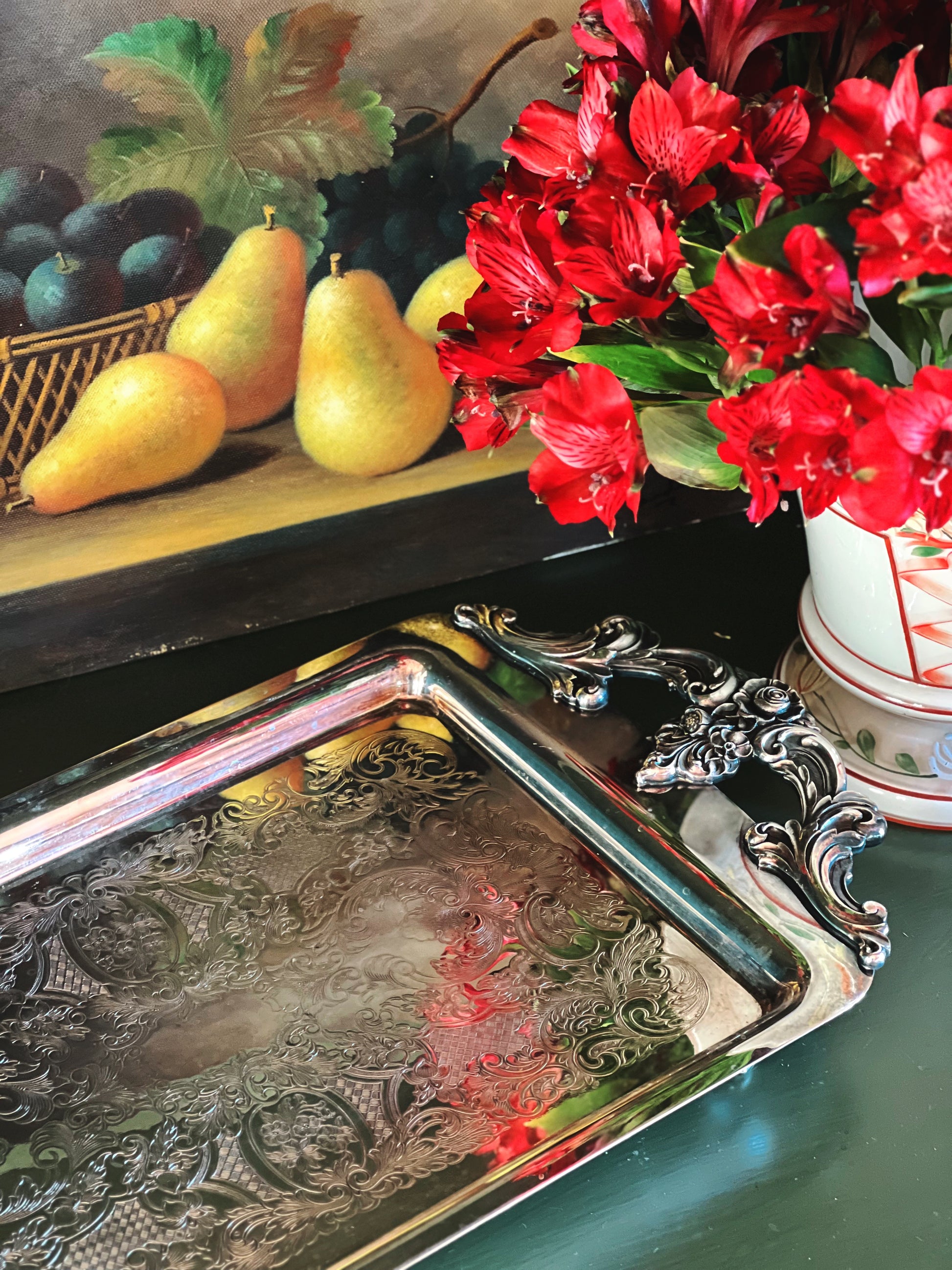 Vintage Lunt Silver Footed Serving Tray