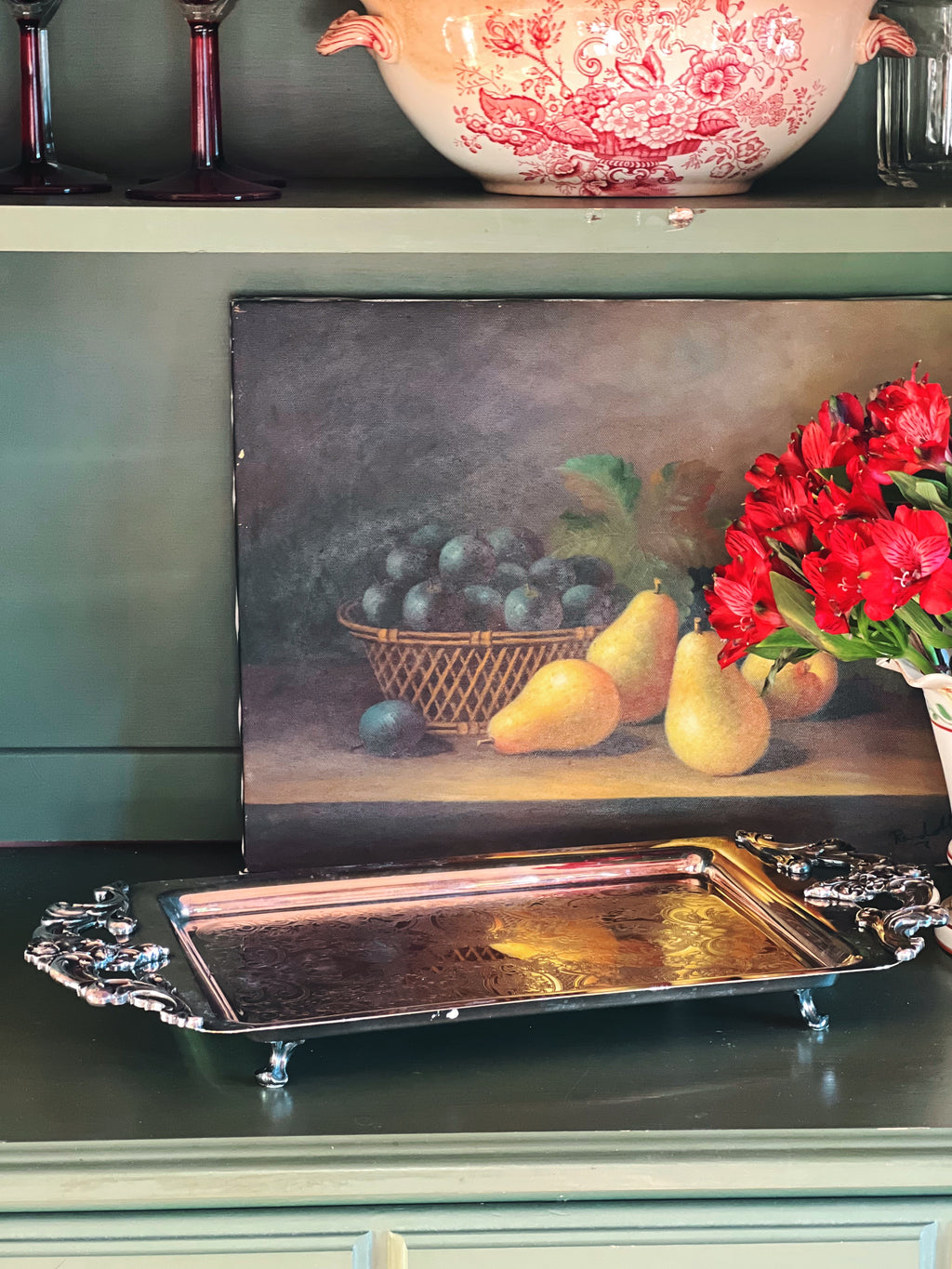 Vintage Lunt Silver Footed Serving Tray