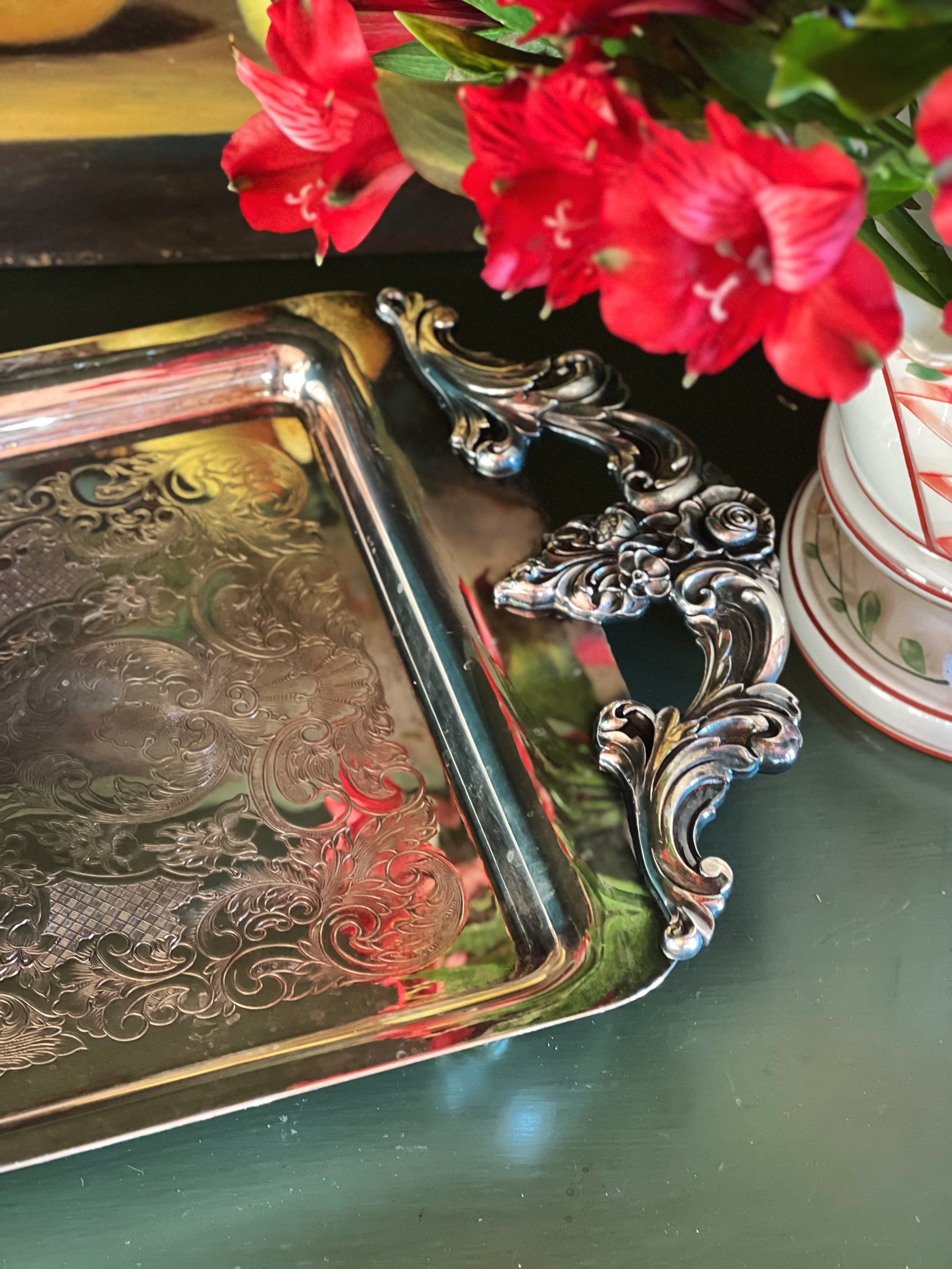 Vintage Lunt Silver Footed Serving Tray