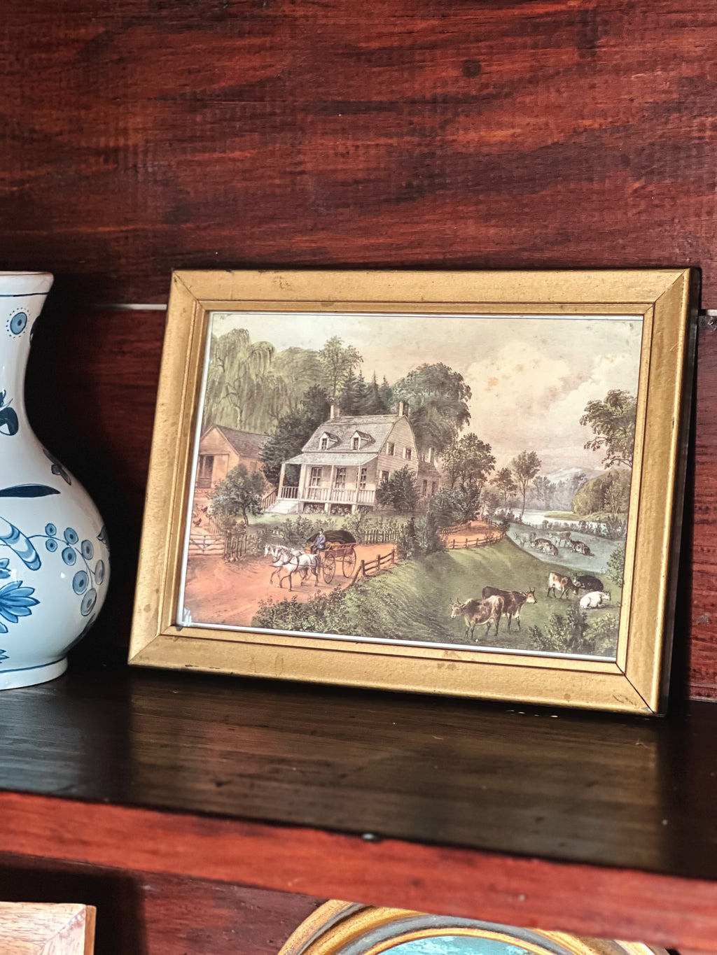 Vintage Framed Print Currier & Ives American Homestead Summer