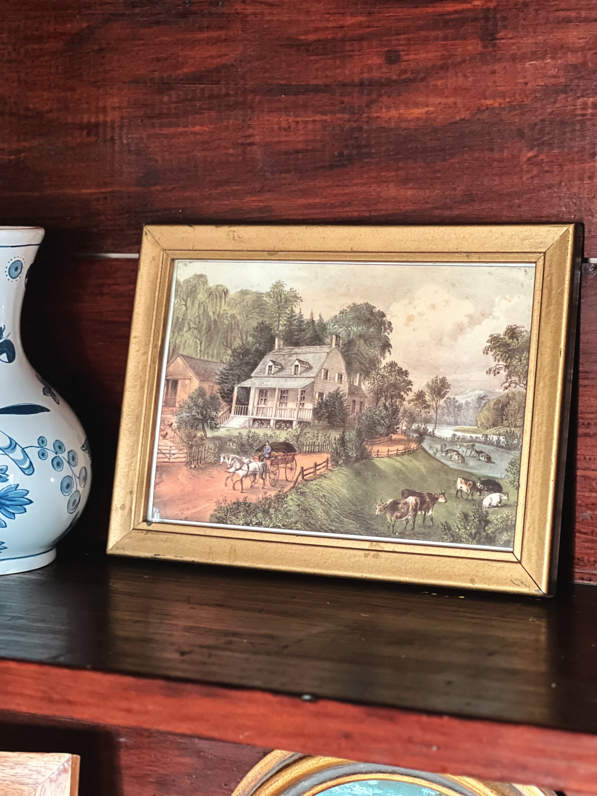 Vintage Framed Print Currier & Ives American Homestead Summer