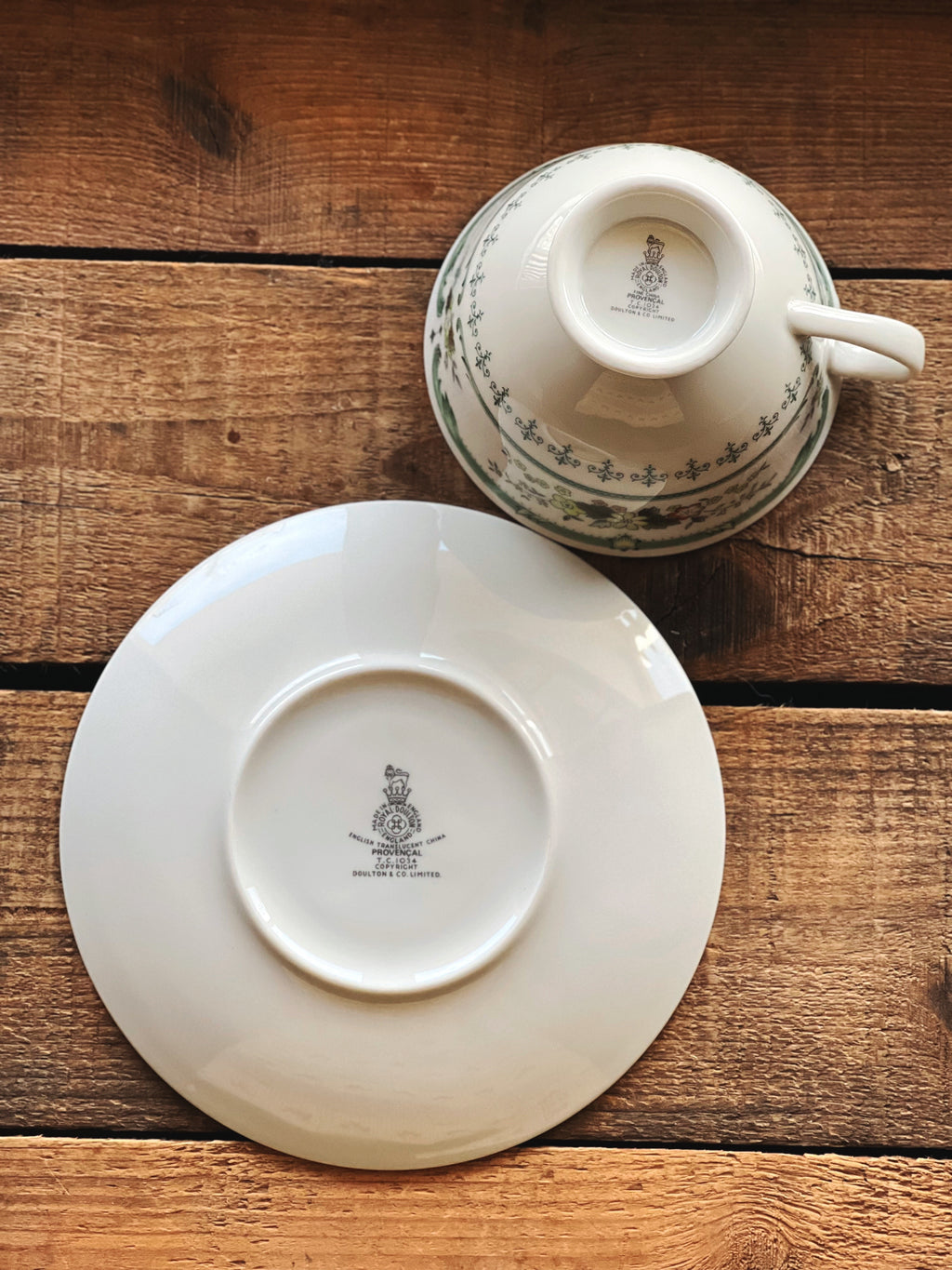 Royal Doulton Provencal England maker’s mark on underside of saucer