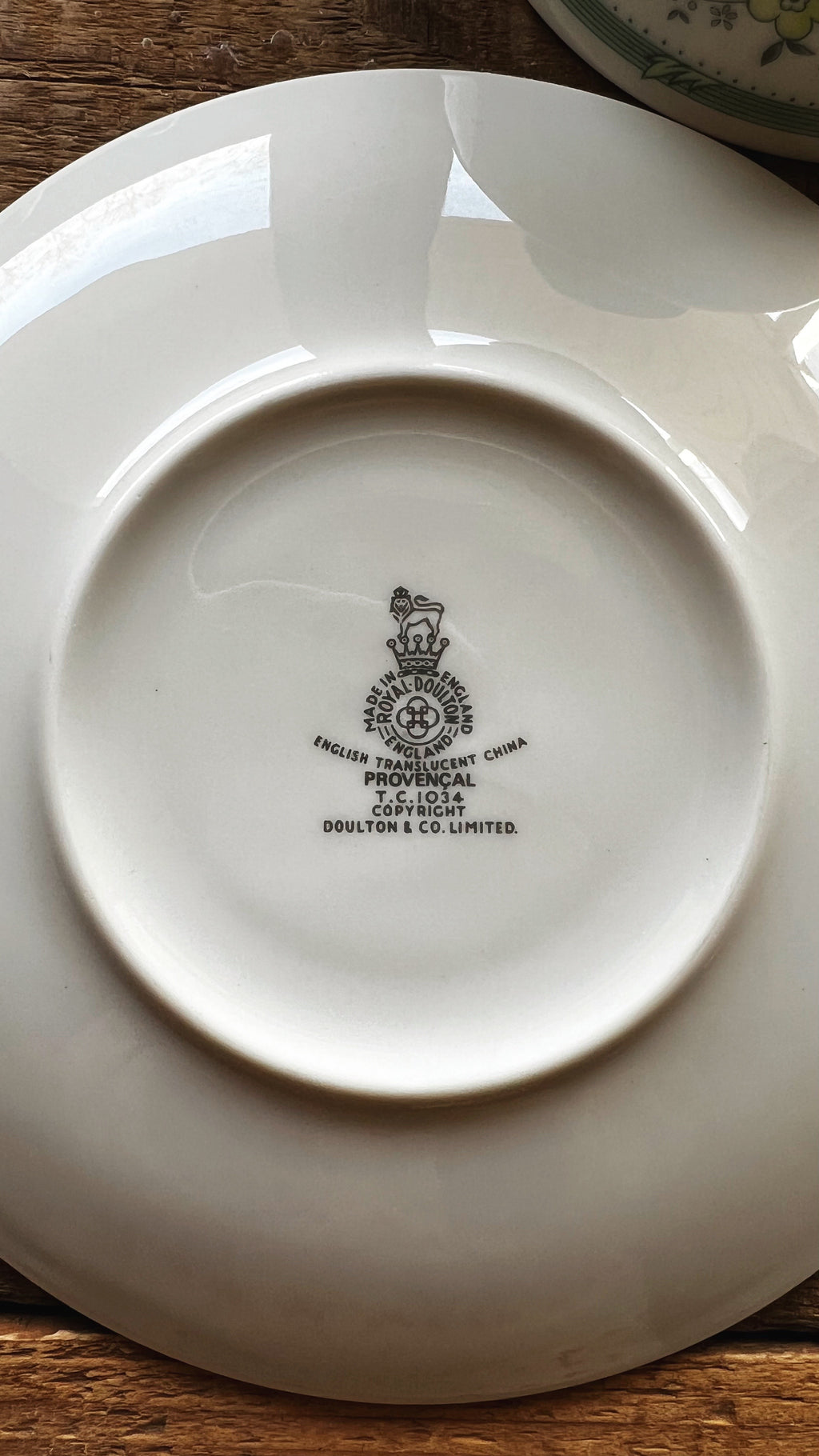 Royal Doulton Provencal England maker’s mark on underside of saucer