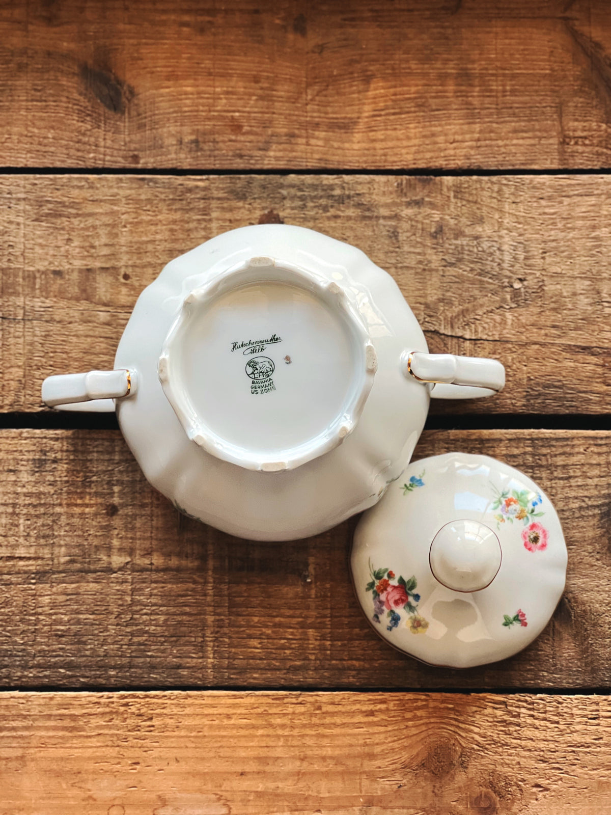 Vintage Hutschenreuther Bavaria Franklin Covered Sugar Bowl