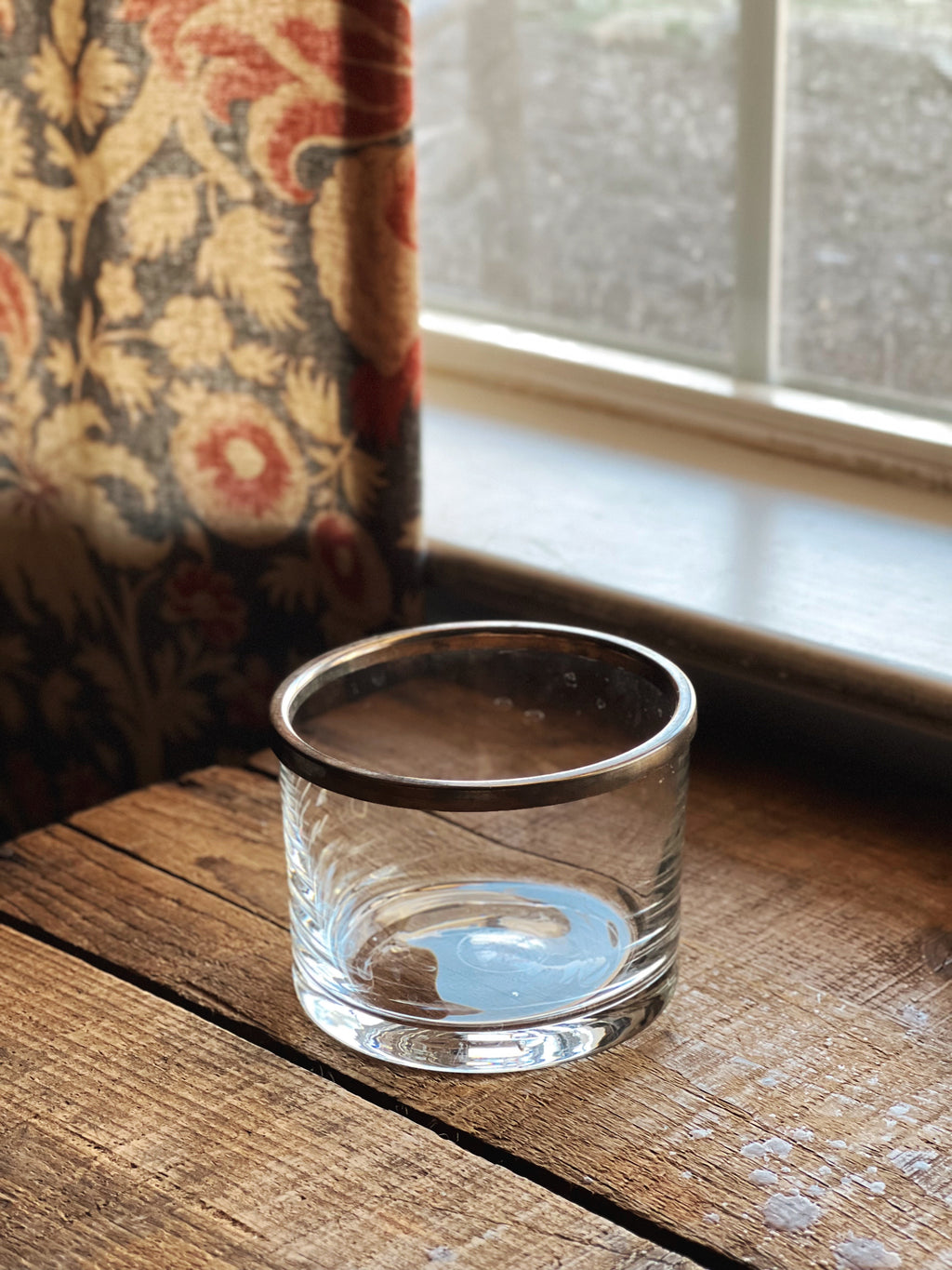 Vintage Saint Hilaire French Glass Soufflé Bowl with Silver Rim