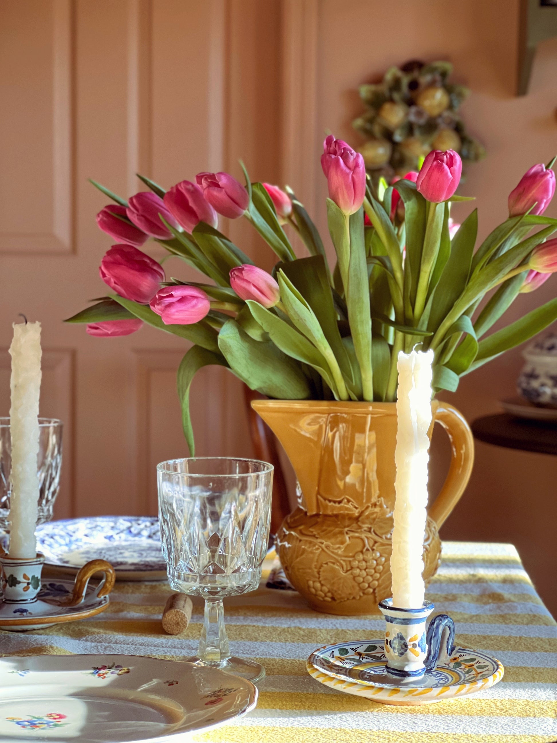 Vintage Bordallo Pinheiro Portugal Amber Grape Pitcher