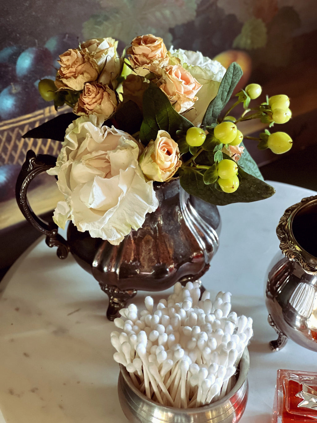 Vintage Poole Silver Lancaster Rose Creamer