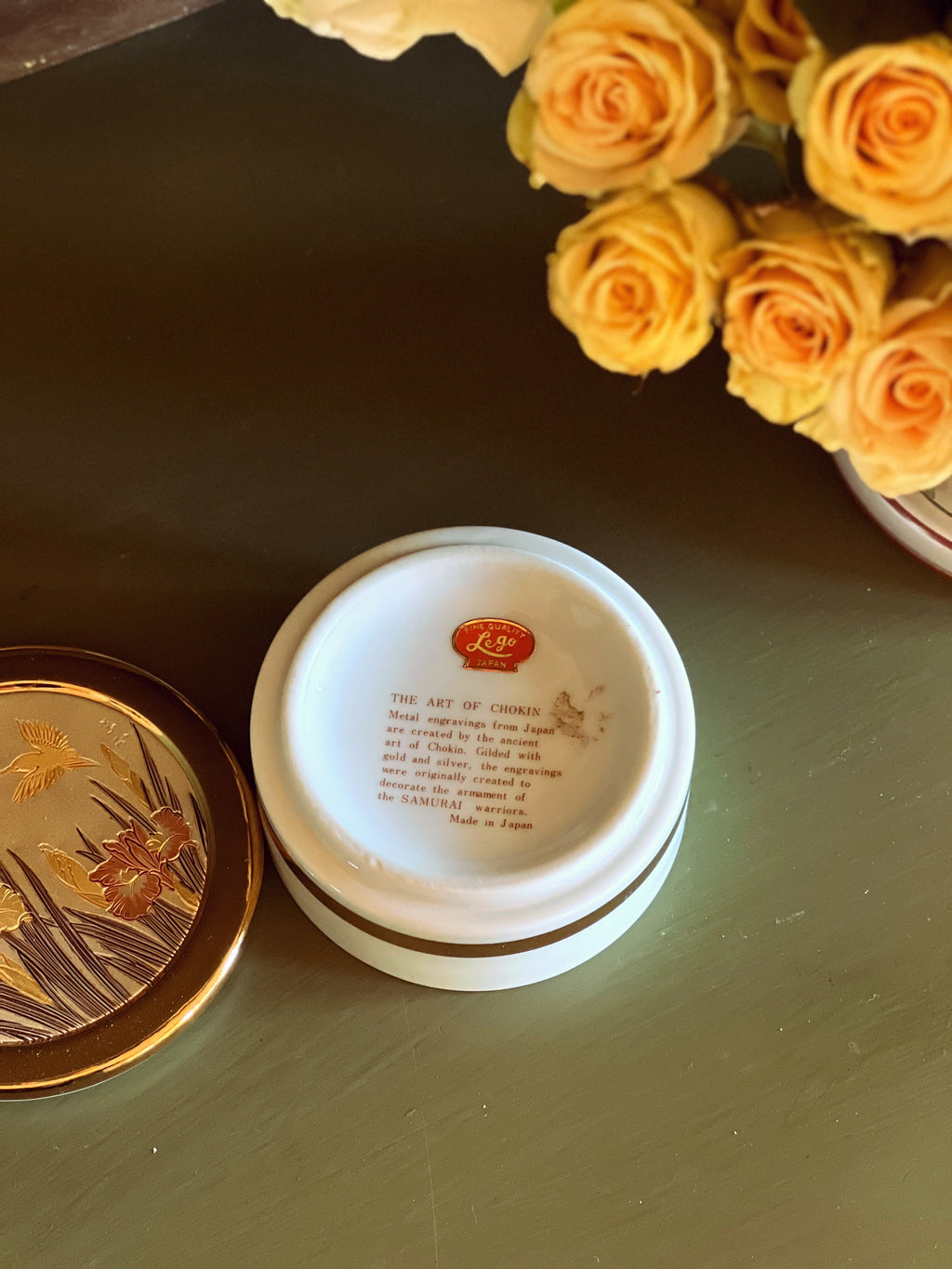 Vintage Hand Painted The Art of Chokin Japan Trinket Box