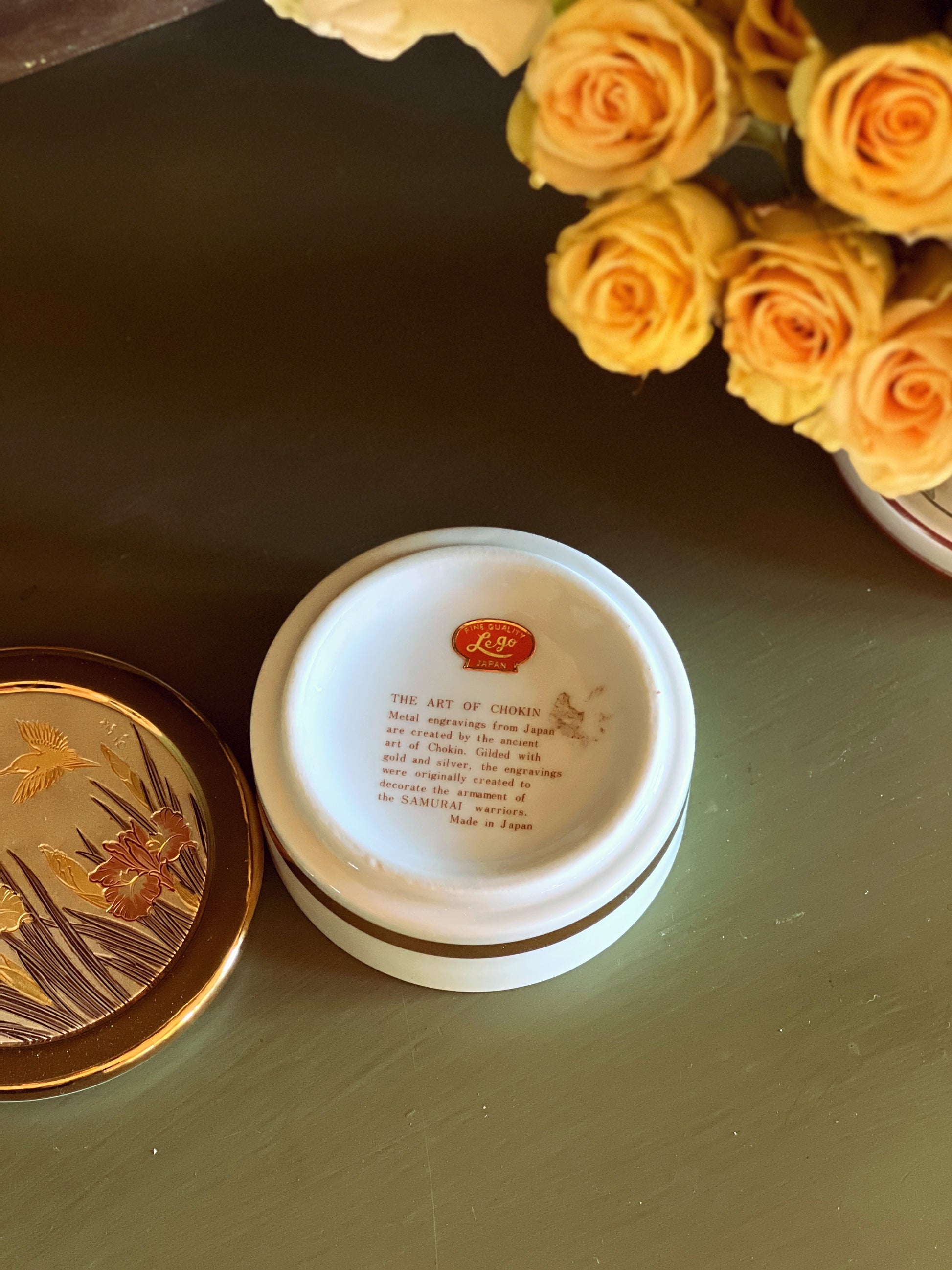 Vintage Hand Painted The Art of Chokin Japan Trinket Box