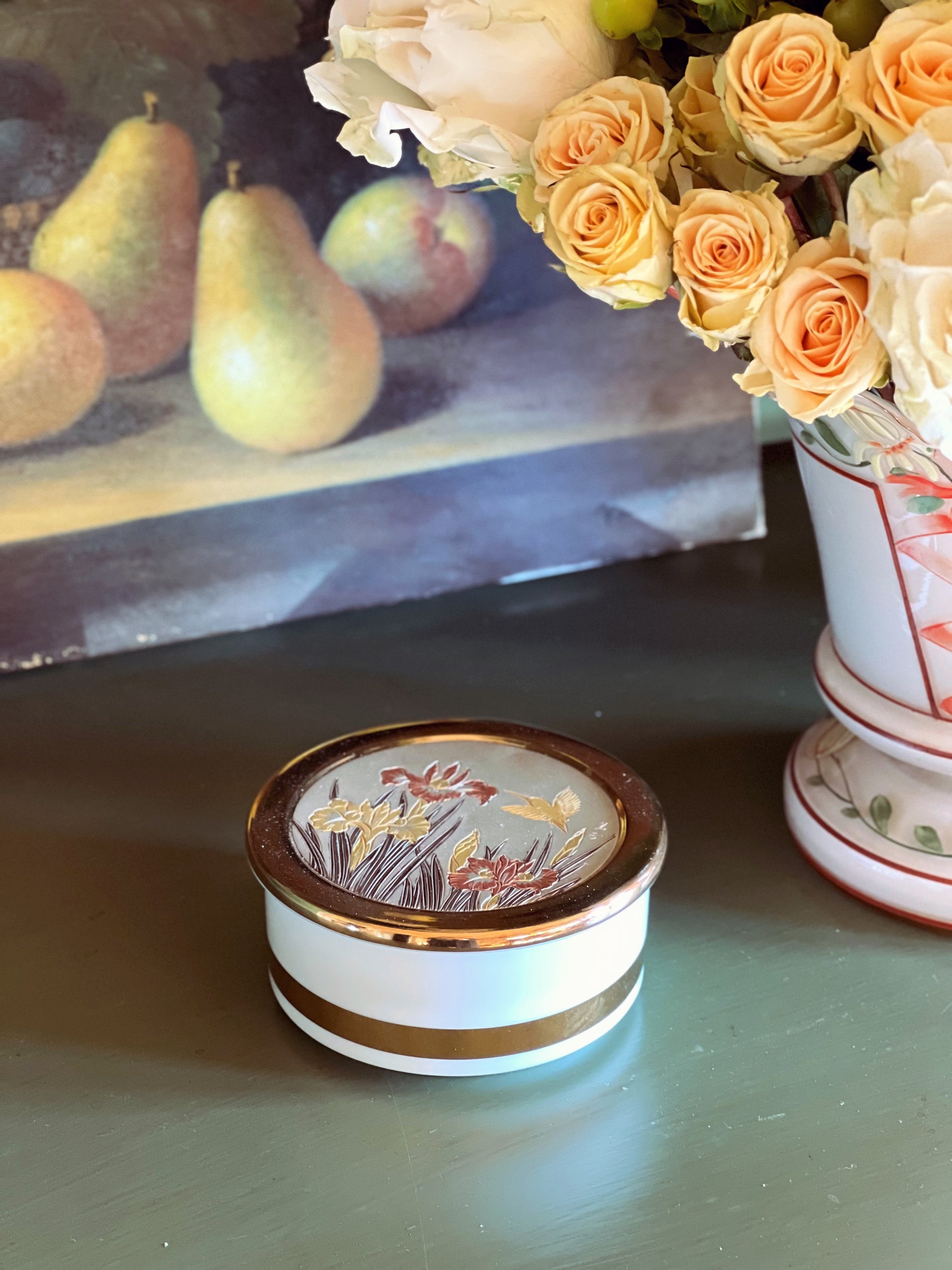 Vintage Hand Painted The Art of Chokin Japan Trinket Box