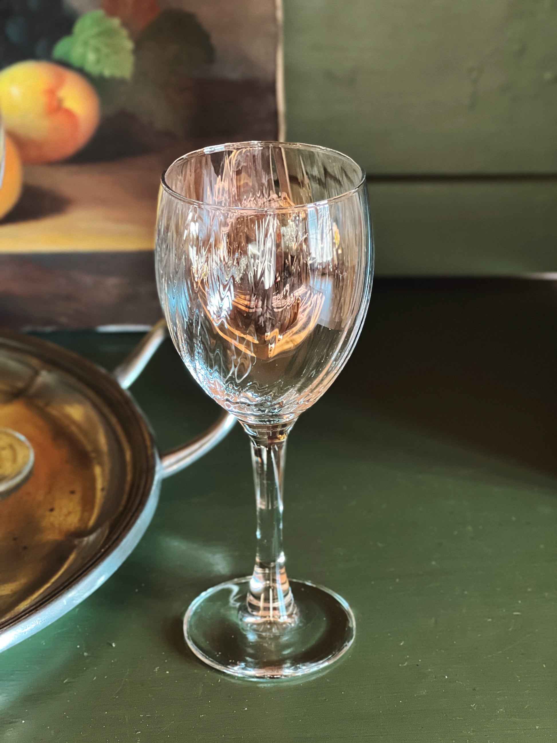 Vintage Arcoroc France Clear Swirl Wine Glass